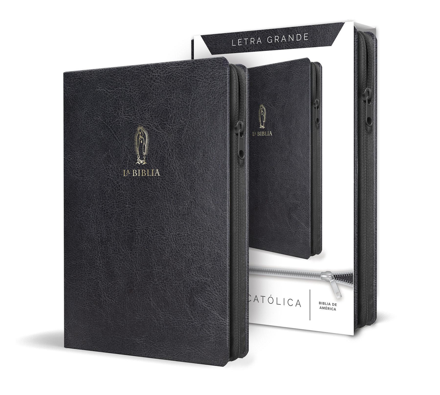 Vorderes Coverbild La Biblia Católica Letra Y Tamaño Grande. Símil Piel Negra, Cremallera / Catholic Bible in Spanish Black Leathersoft with Zipper