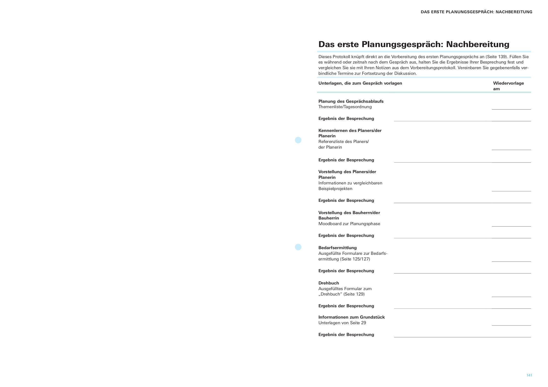 Beispielinhalt (Bild) Bauherren-Praxismappe Bauplanung