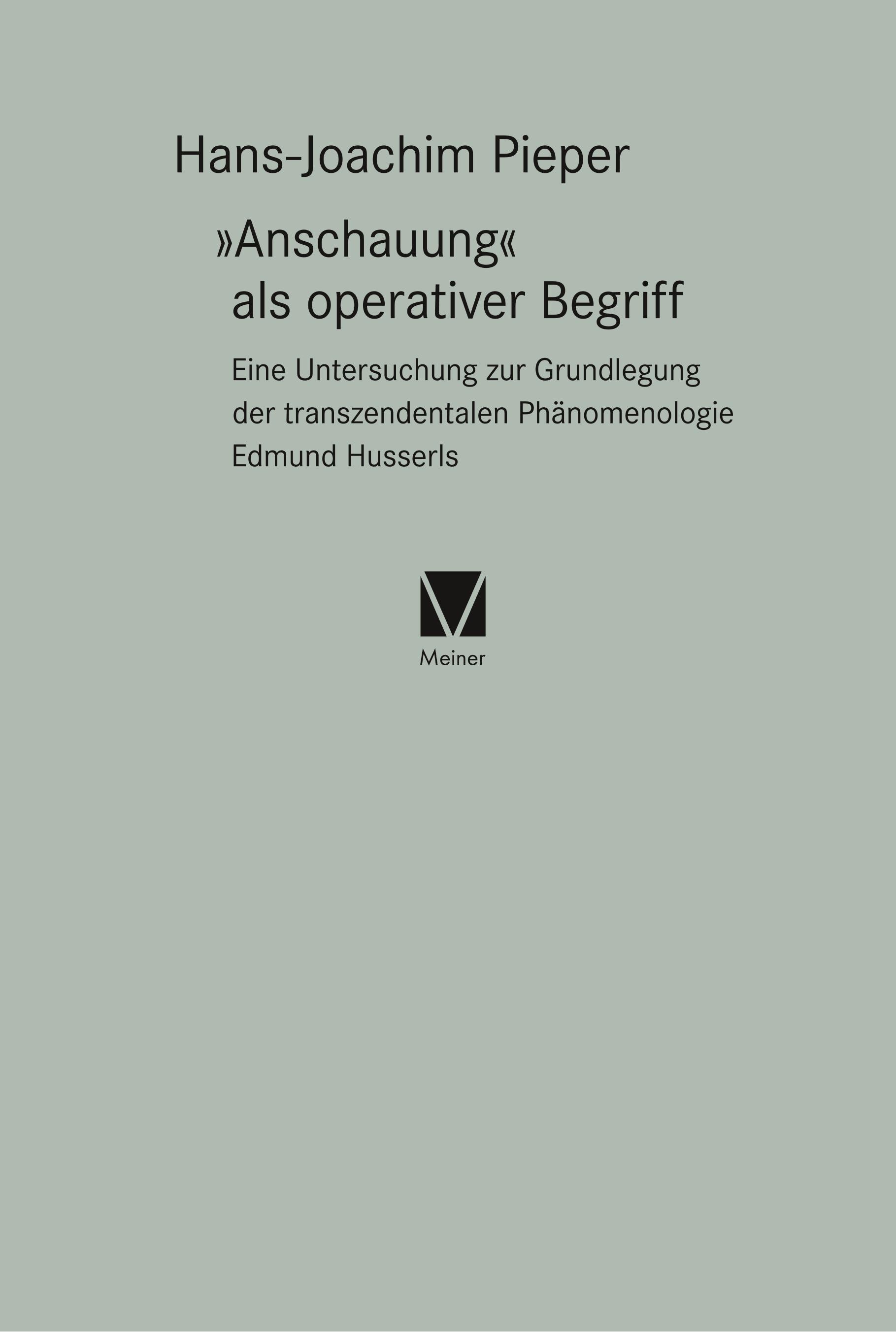 Vorderes Coverbild "Anschauung" als operativer Begriff
