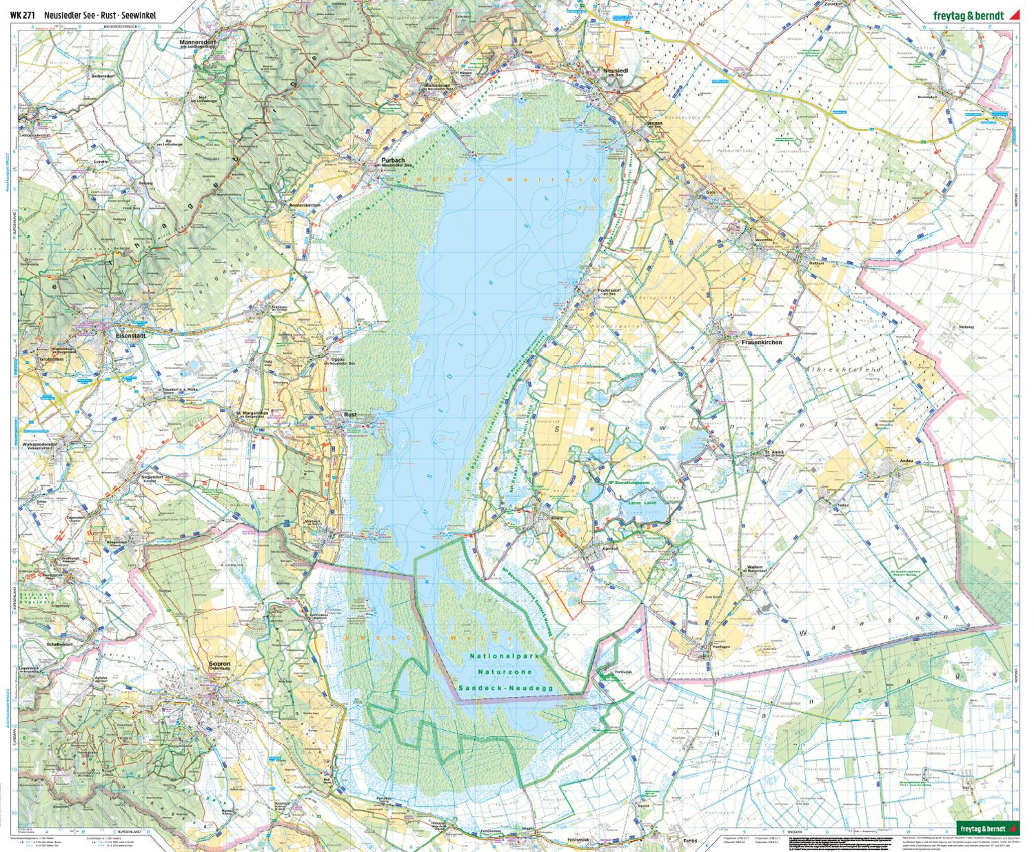 Beispielinhalt (Bild) Neusiedler See - Eisenstadt - Leithagebirge - Rust - Sopron - Seewinkel Nationalpark 1 : 50 000. WK 271