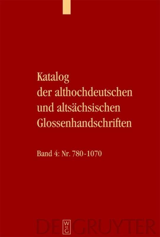 Vorderes Coverbild Katalog der althochdeutschen und altsächsischen Glossenhandschriften