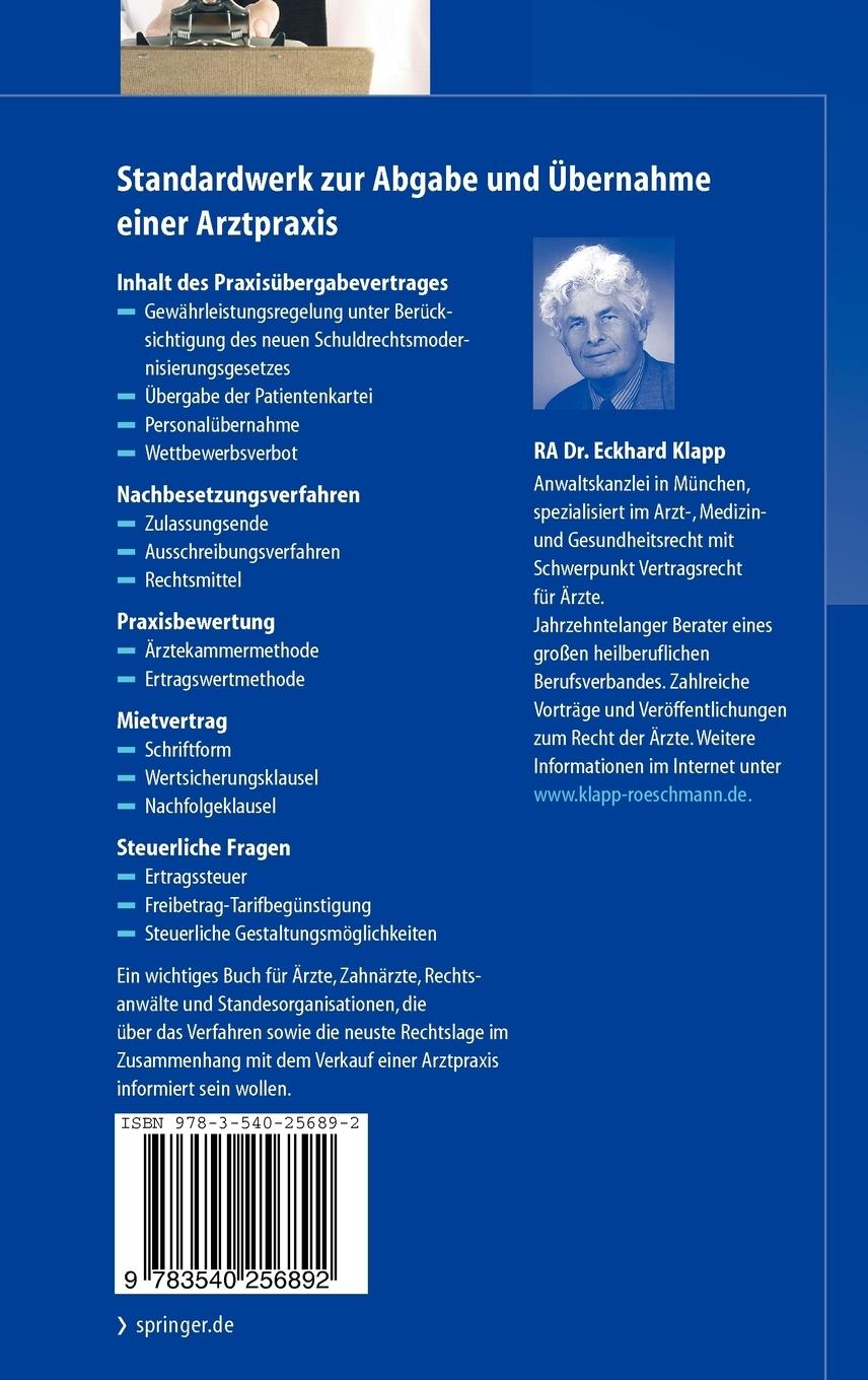 Rückseitencover Abgabe und Übernahme einer Arztpraxis