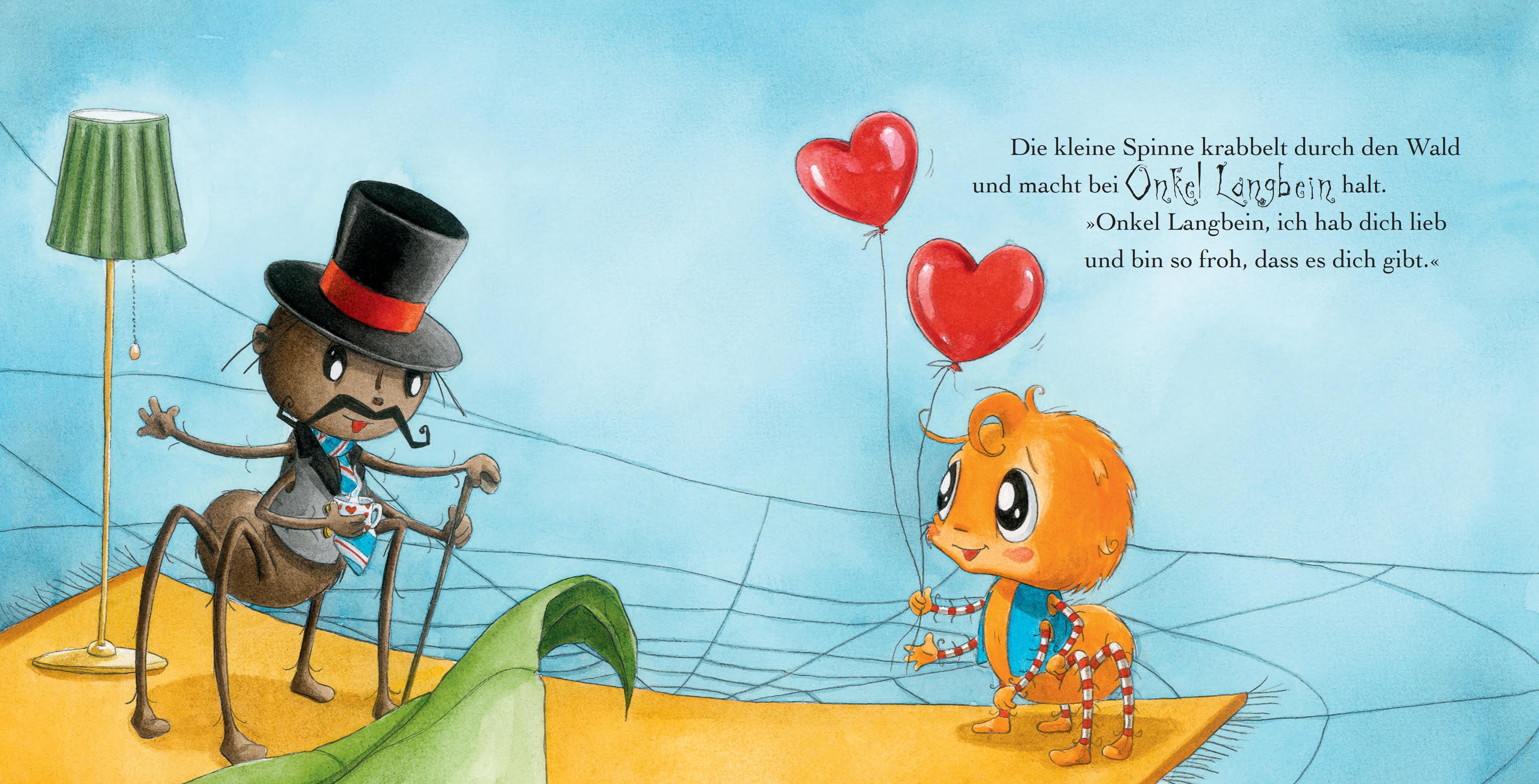 Beispielinhalt (Bild) Die kleine Spinne Widerlich hat dich lieb (Pappbilderbuch)