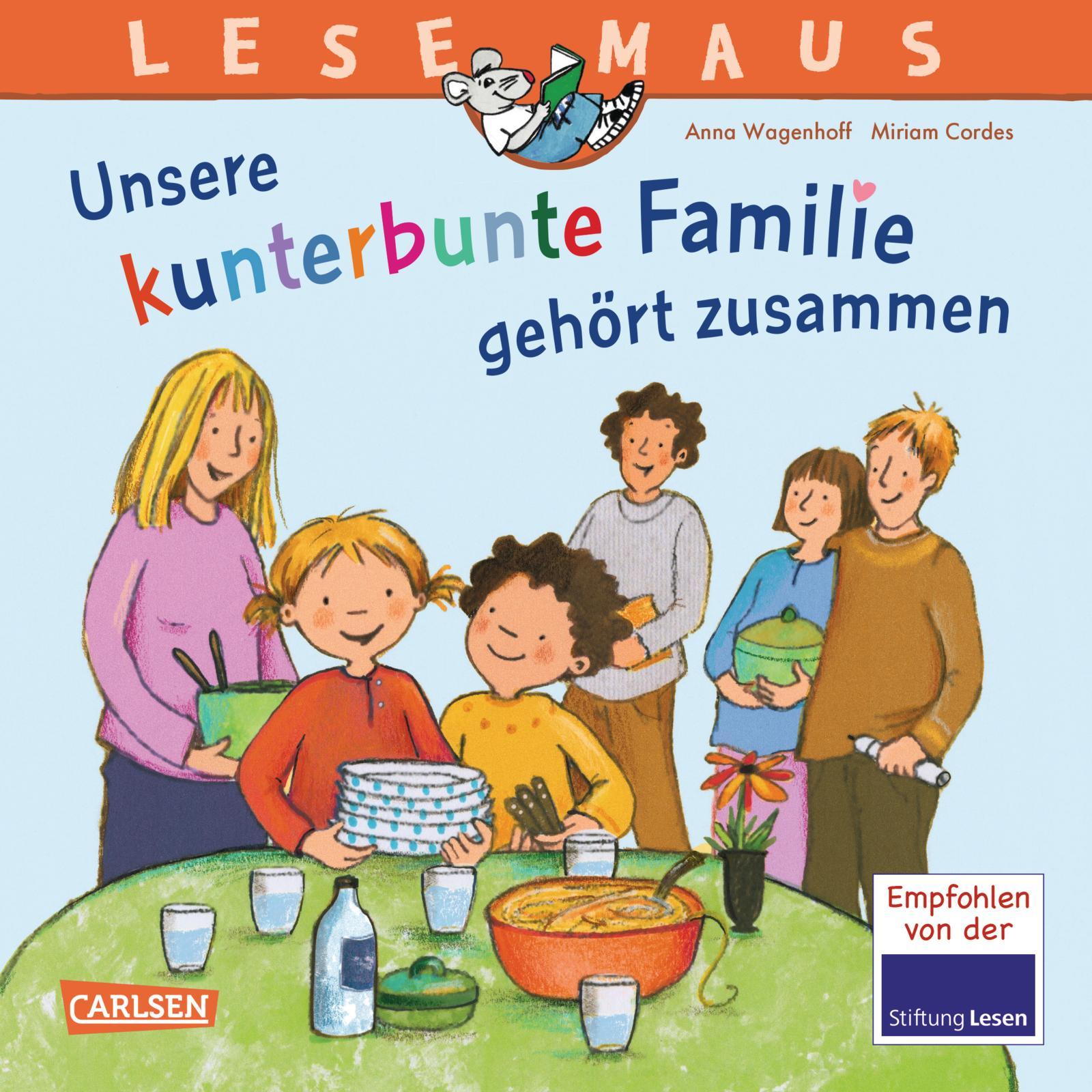 Vorderes Coverbild LESEMAUS 172: Unsere kunterbunte Familie gehört zusammen