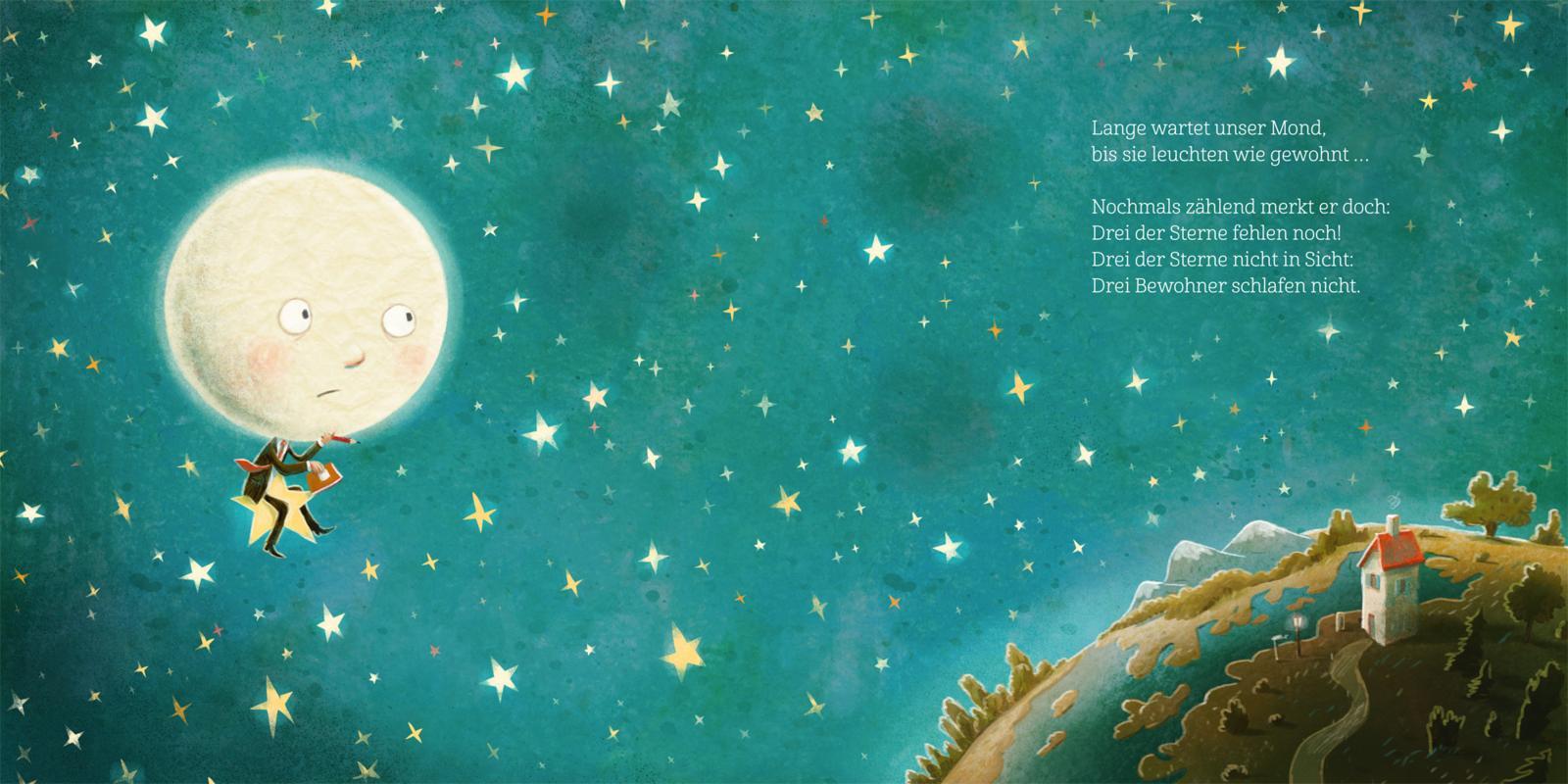 Beispielinhalt (Bild) Wenn der Mond in der Nacht über alle Tiere wacht ... gibt er auch auf dich gut acht