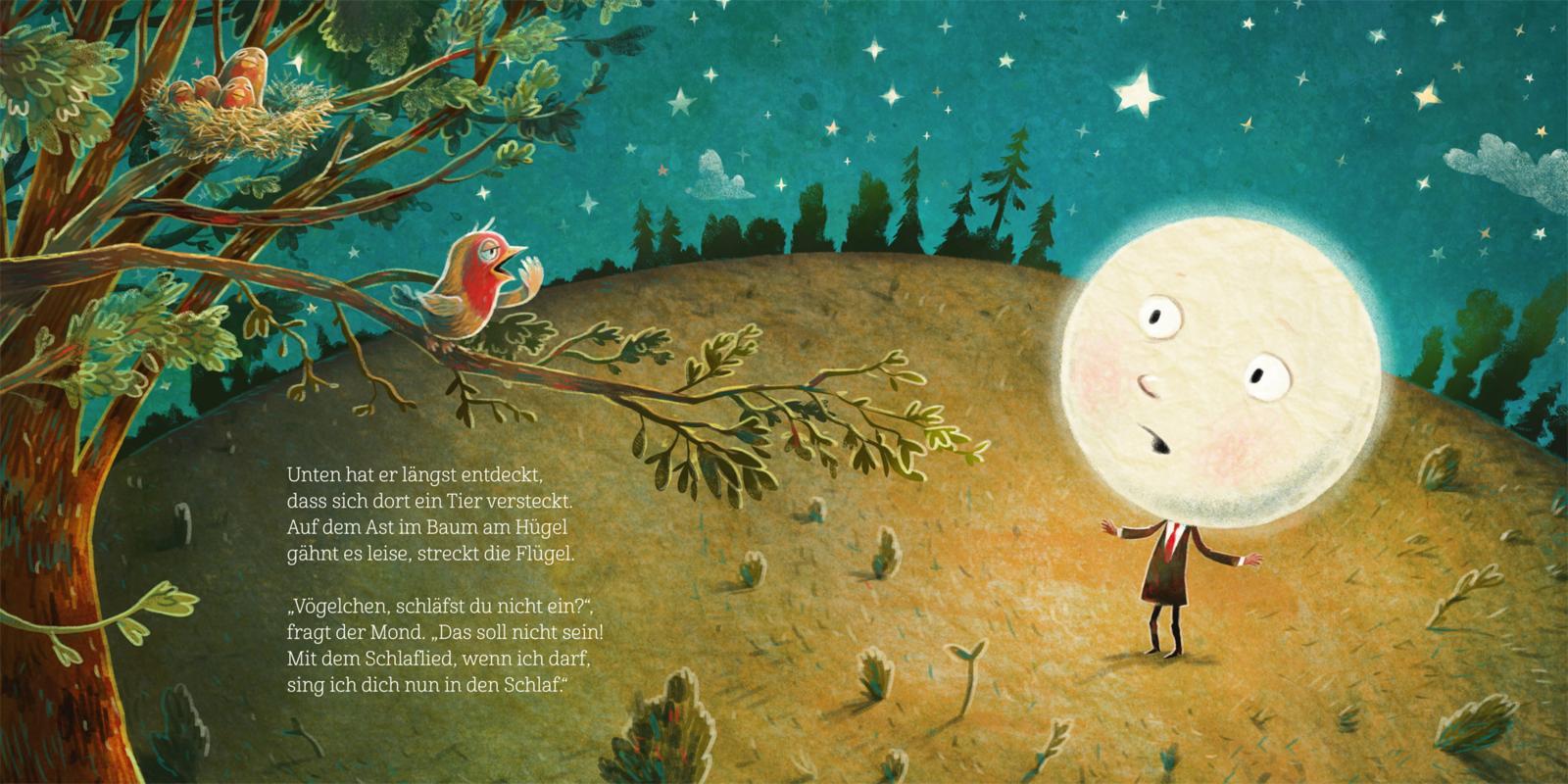 Beispielinhalt (Bild) Wenn der Mond in der Nacht über alle Tiere wacht ... gibt er auch auf dich gut acht