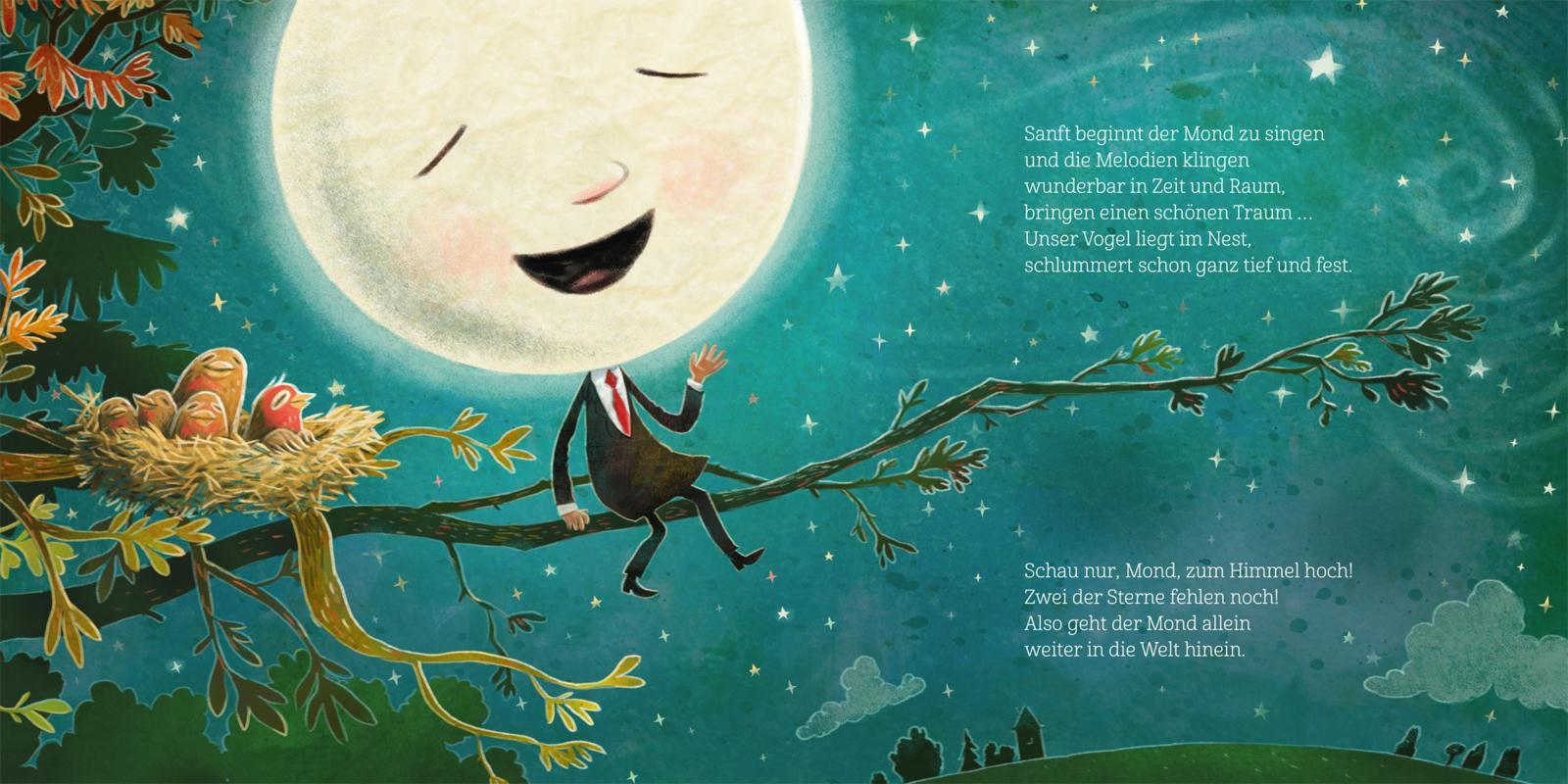 Beispielinhalt (Bild) Wenn der Mond in der Nacht über alle Tiere wacht ... gibt er auch auf dich gut acht