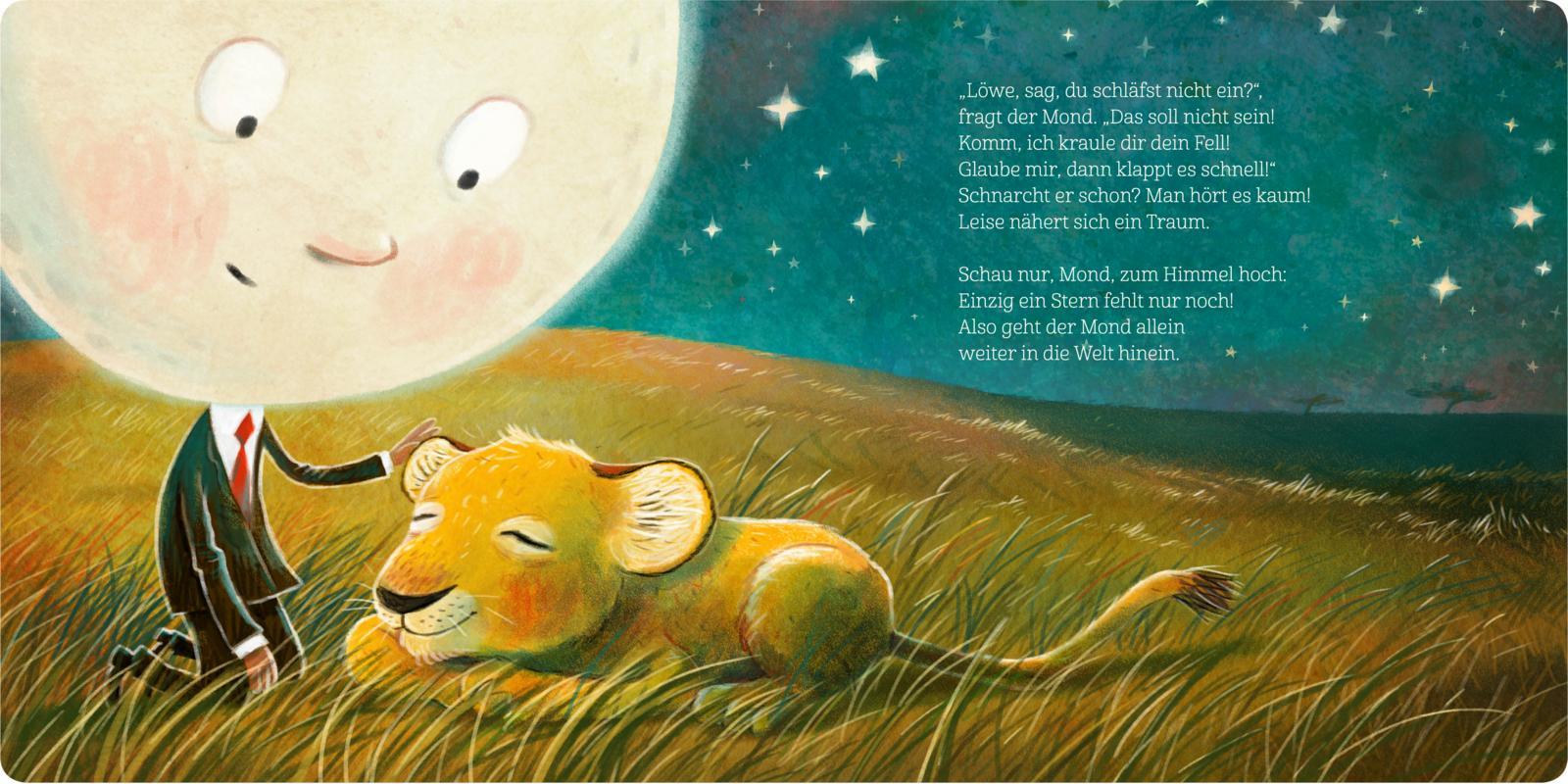 Beispielinhalt (Bild) Wenn der Mond in der Nacht über alle Tiere wacht ... gibt er auch auf dich gut acht