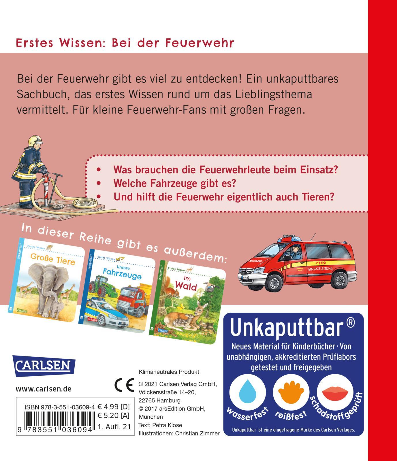 Rückseitencover Unkaputtbar: Erstes Wissen: Bei der Feuerwehr