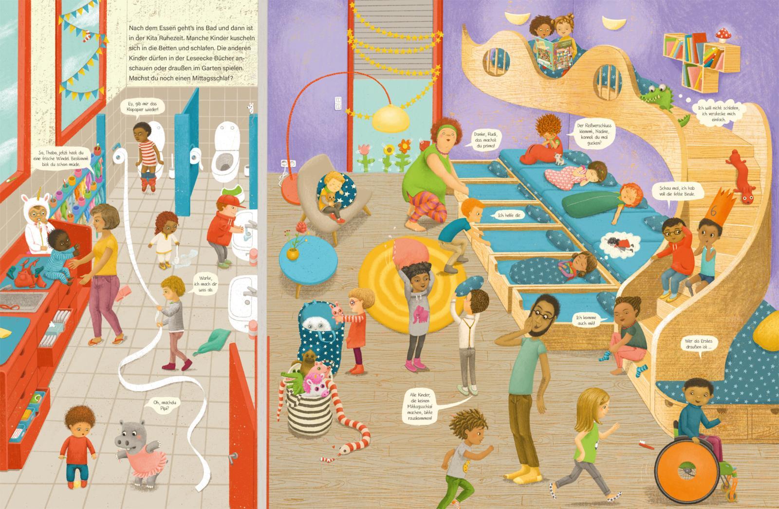 Beispielinhalt (Bild) Komm, wir zeigen dir unsere Kita (Constanze von Kitzings Wimmelgeschichten 1)