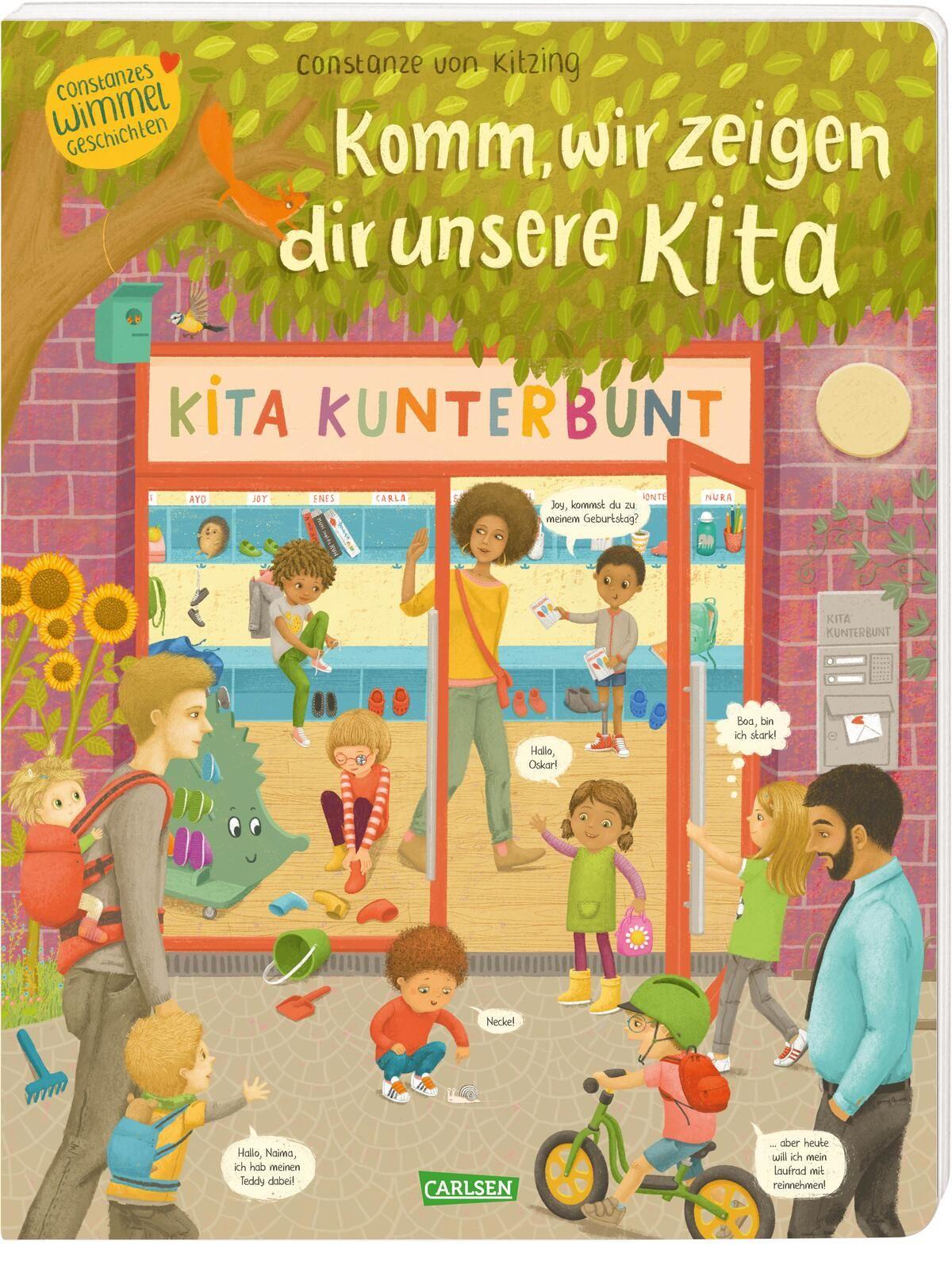 Vorderes Coverbild Komm, wir zeigen dir unsere Kita (Constanze von Kitzings Wimmelgeschichten 1)