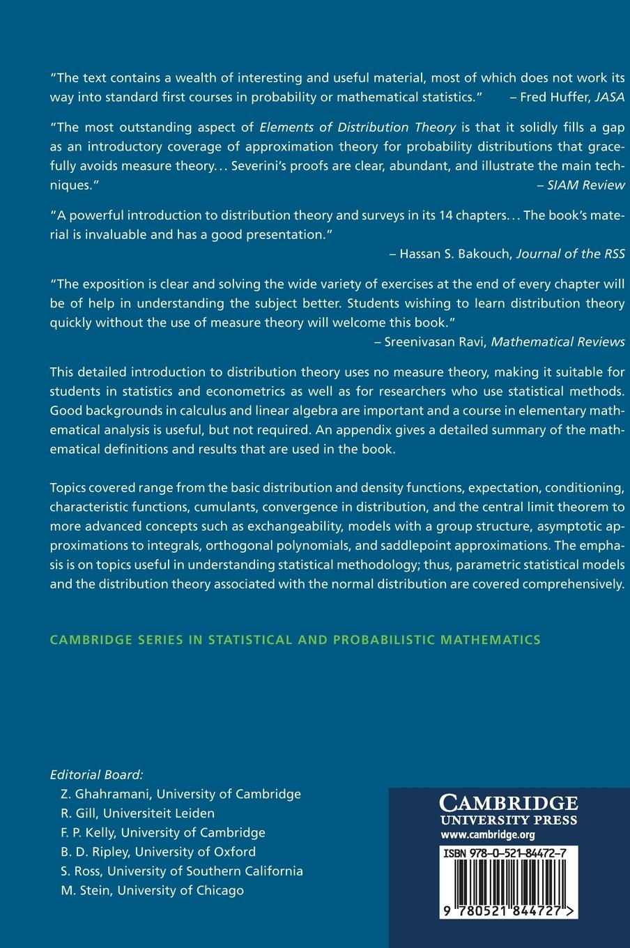 Rückseitencover Elements of Distribution Theory