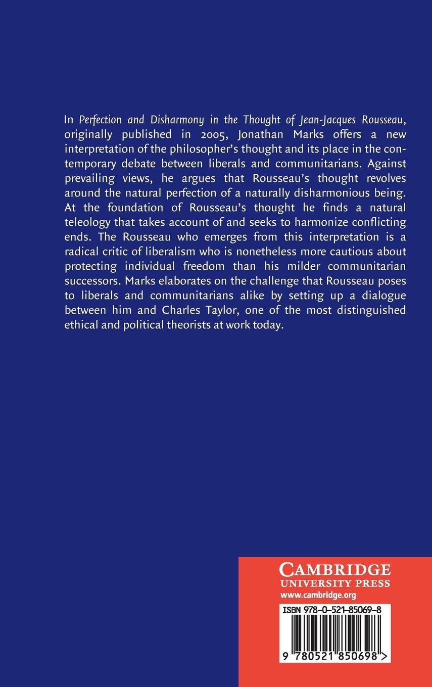 Rückseitencover Perfection and Disharmony in the Thought of Jean-Jacques Rousseau