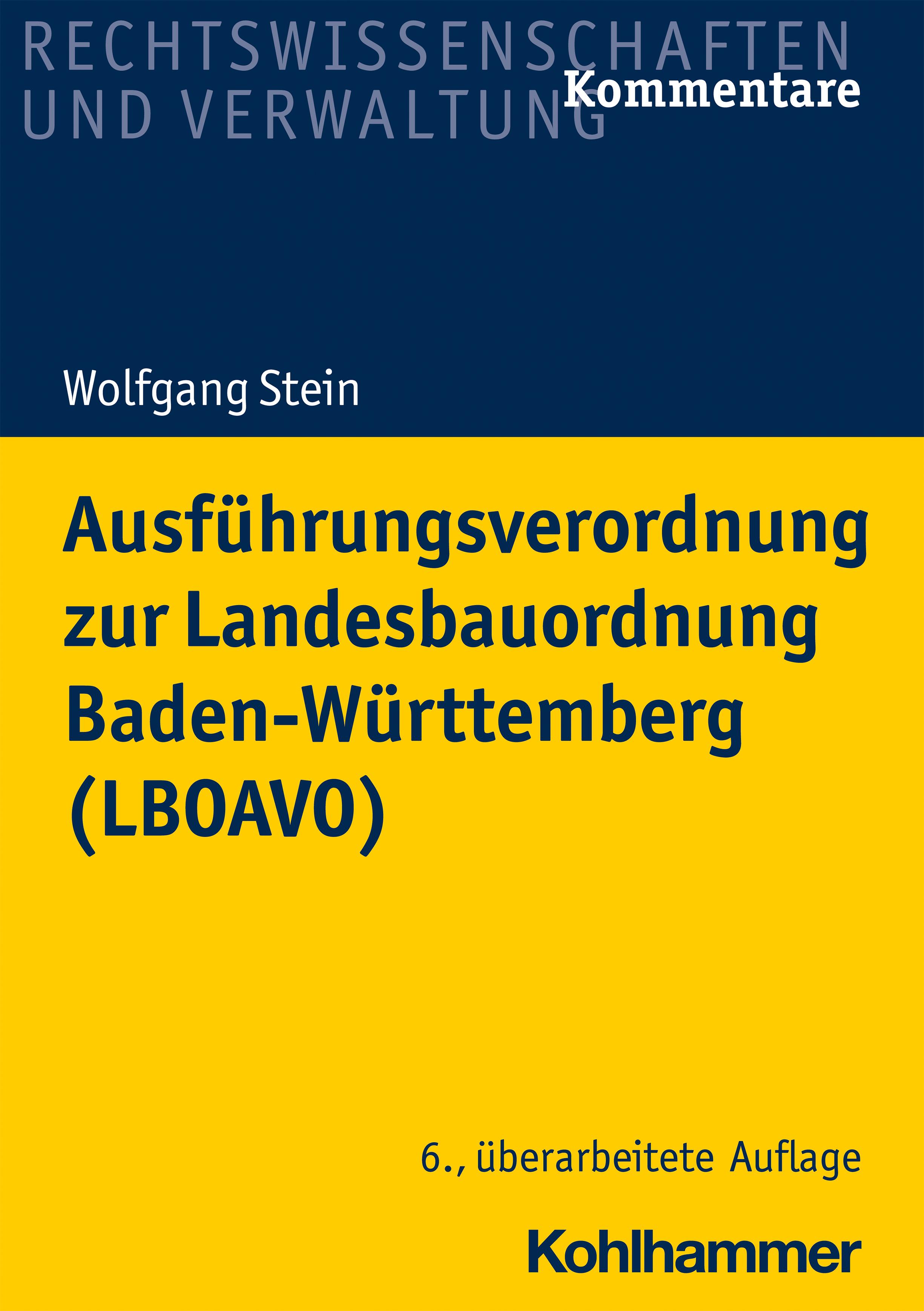 Vorderes Coverbild Ausführungsverordnung zur Landesbauordnung Baden-Württemberg (LBOAVO)