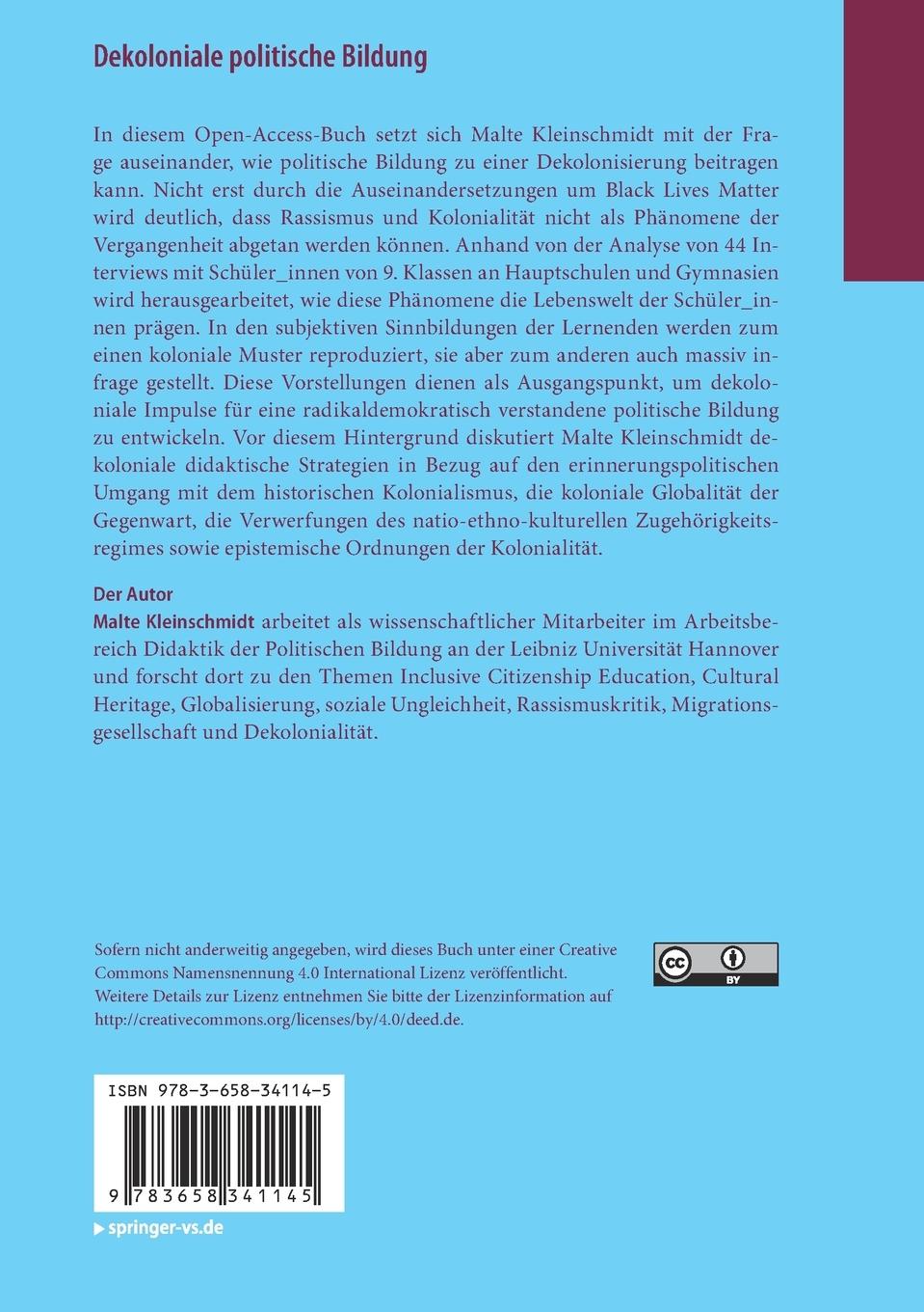Rückseitencover Dekoloniale politische Bildung