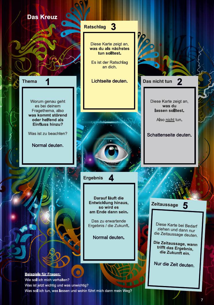 Beispielinhalt (Bild) Legeschablonen Lenormand, Tarot als Unterlage beim Kartenlegen