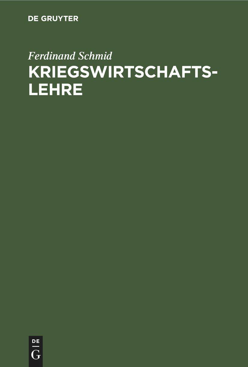 Vorderes Coverbild Kriegswirtschaftslehre