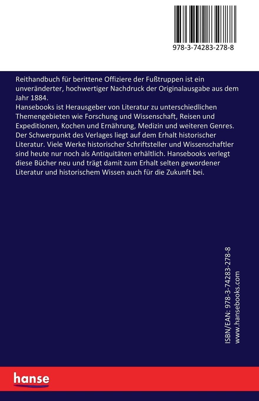 Rückseitencover Reithandbuch für berittene Offiziere der Fußtruppen