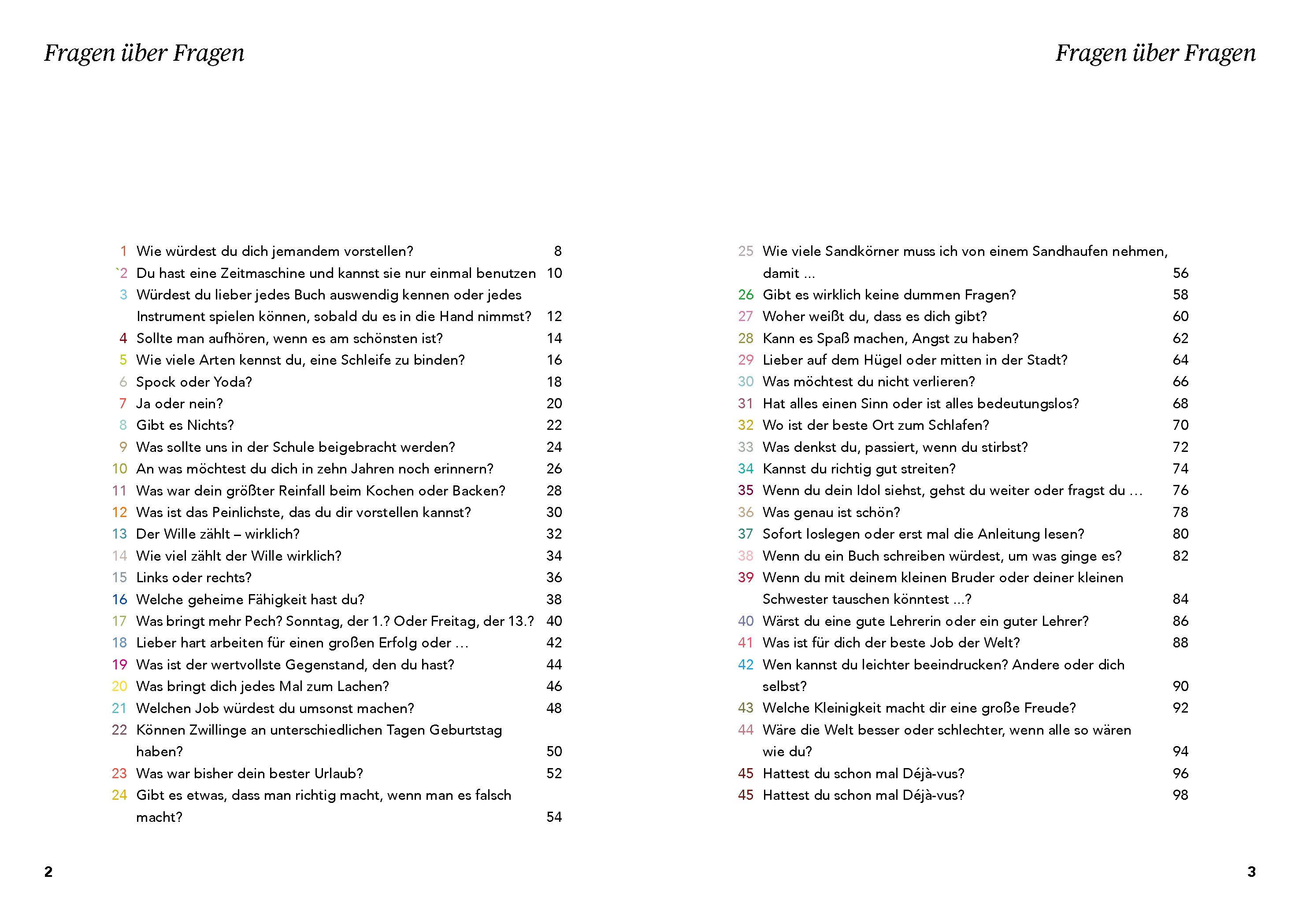 Beispielinhalt (Bild) 99 seichte Fragen für tiefgründige Unterhaltungen zwischen Eltern und Kindern