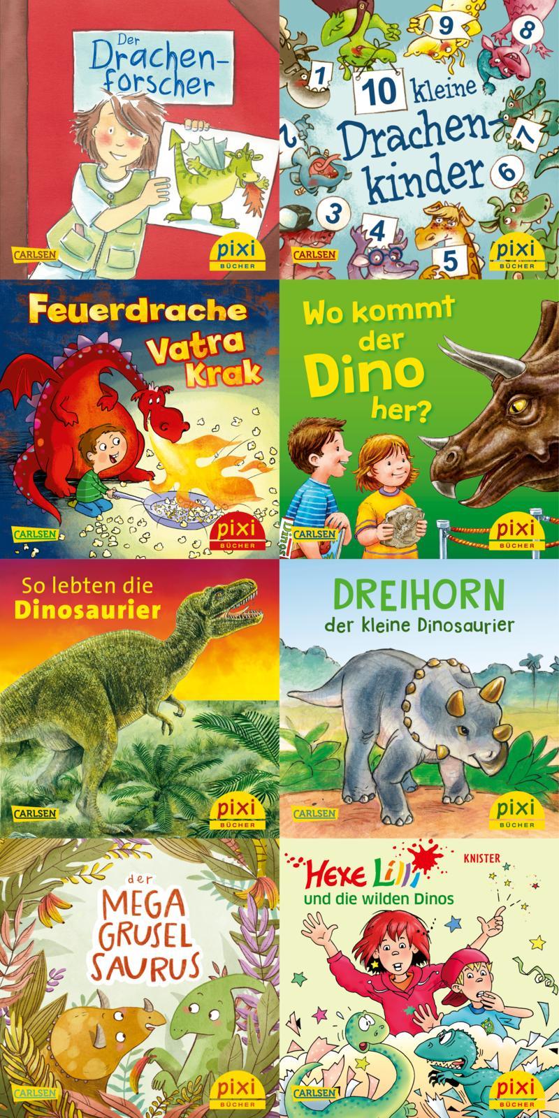 Vorderes Coverbild Pixi-Box 279: Dinos und Drachen bei Pixi (8x8 Exemplare)