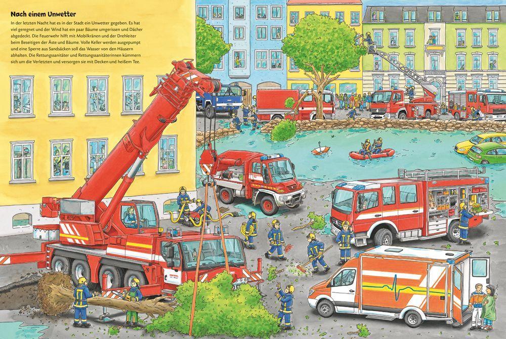 Beispielinhalt (Bild) Duden 24+: Autos, Laster & Traktoren: Das große Wimmelbuch der Fahrzeuge