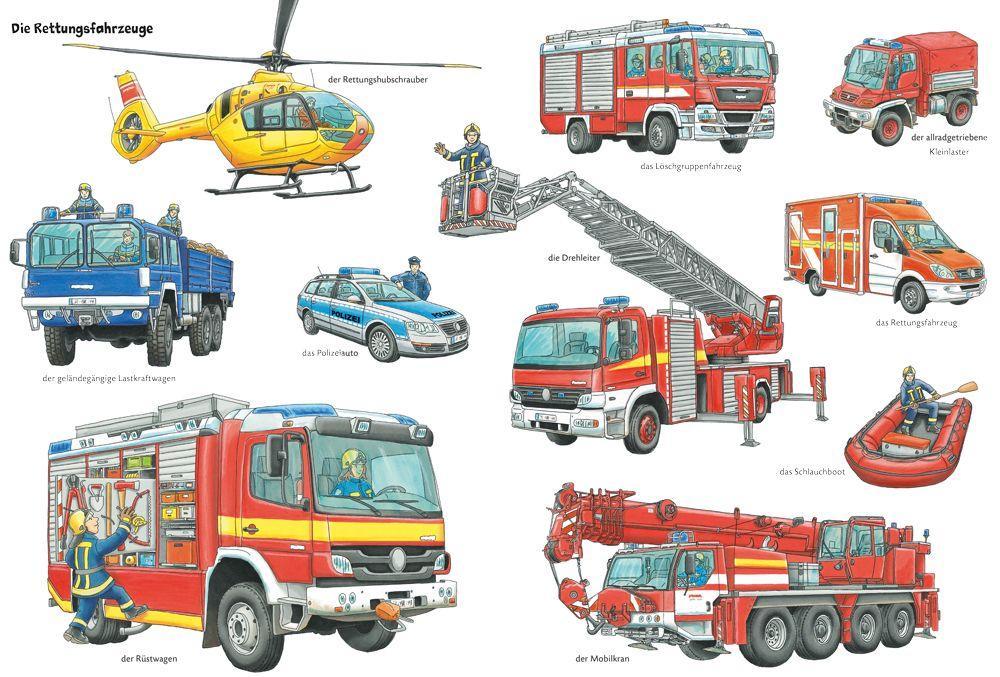 Beispielinhalt (Bild) Duden 24+: Autos, Laster & Traktoren: Das große Wimmelbuch der Fahrzeuge