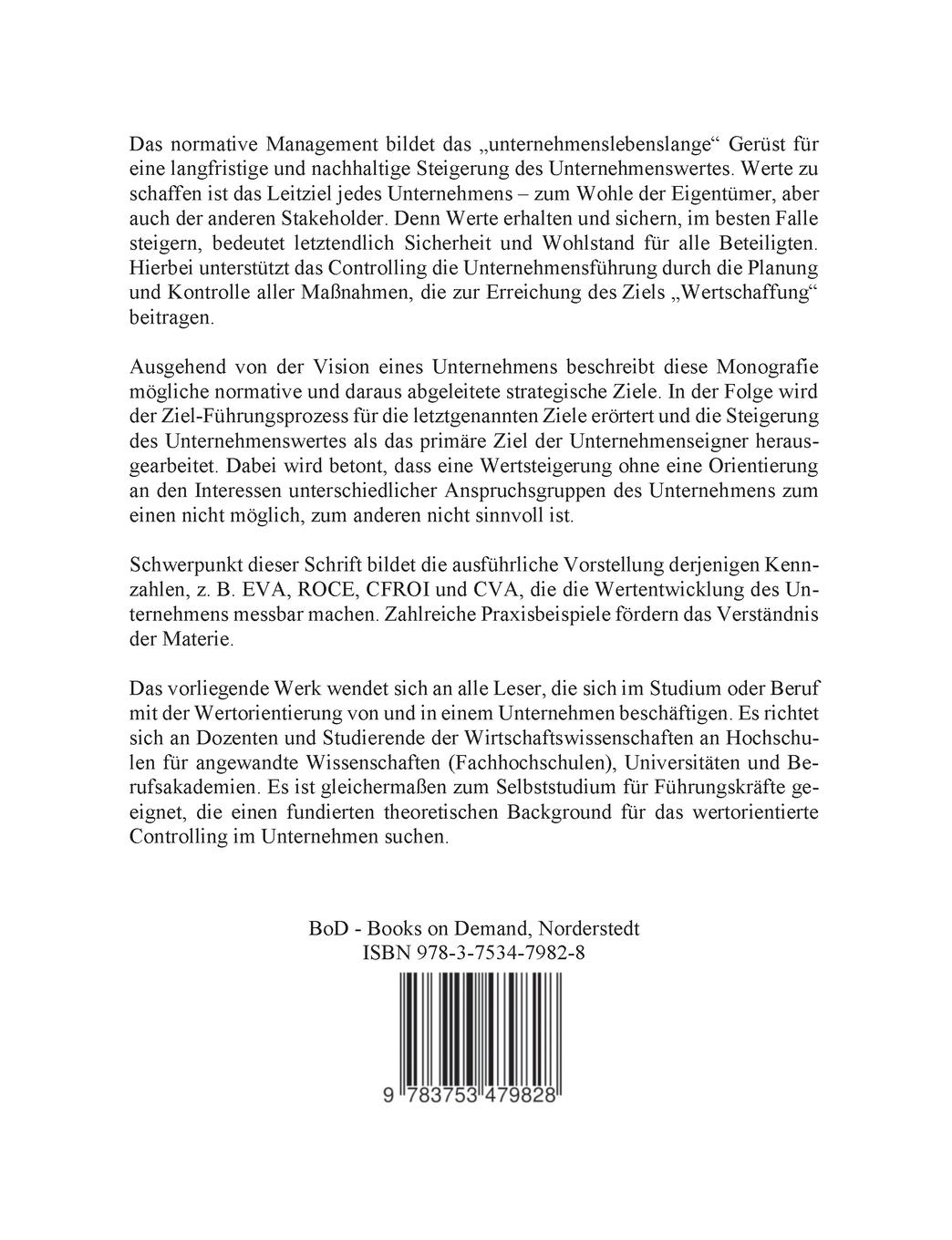 Rückseitencover Wertorientiertes Controlling