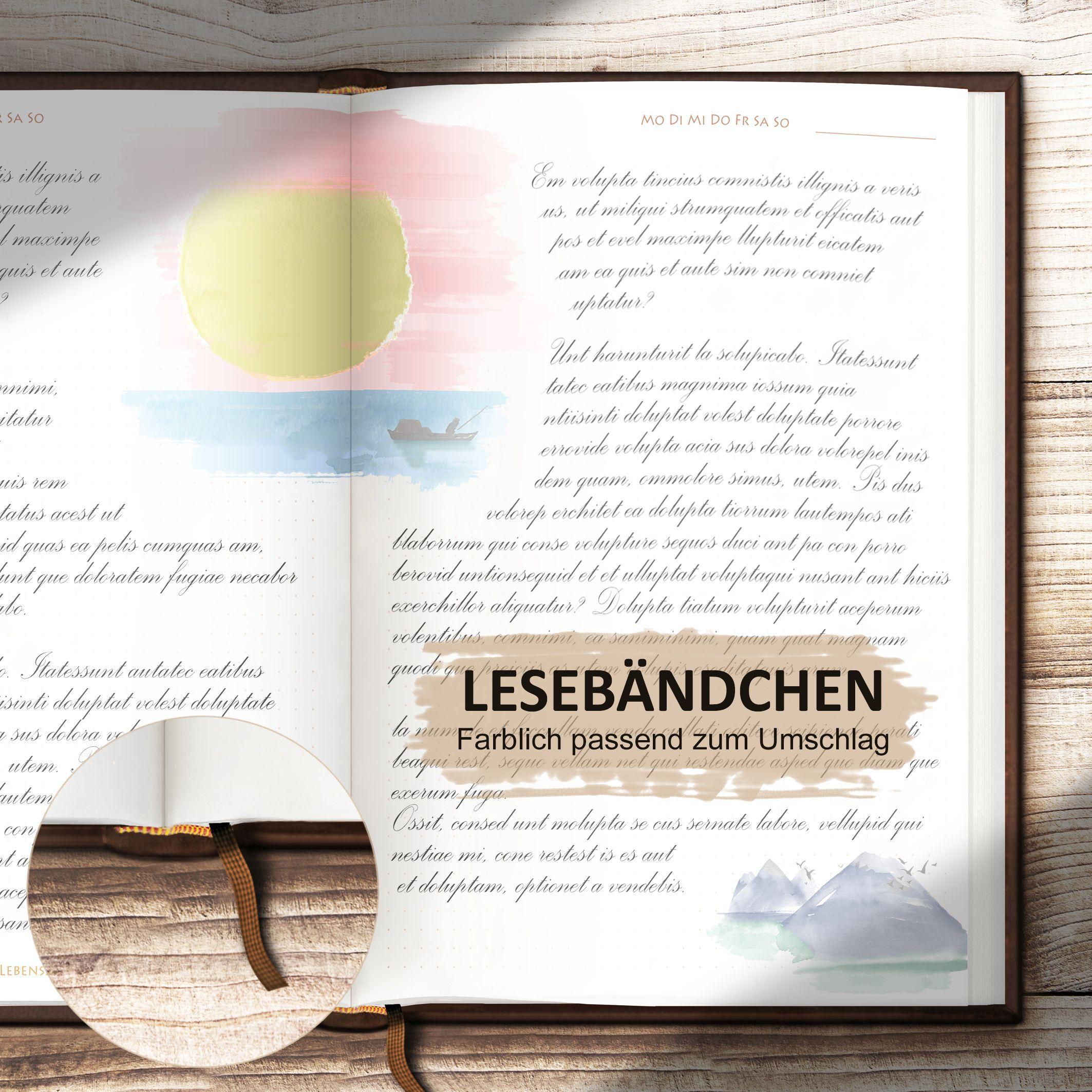 Beispielinhalt (Bild) Tagebuch illustriert mit Aquarellmalerei und schönen Sprüchen zum Nachdenken