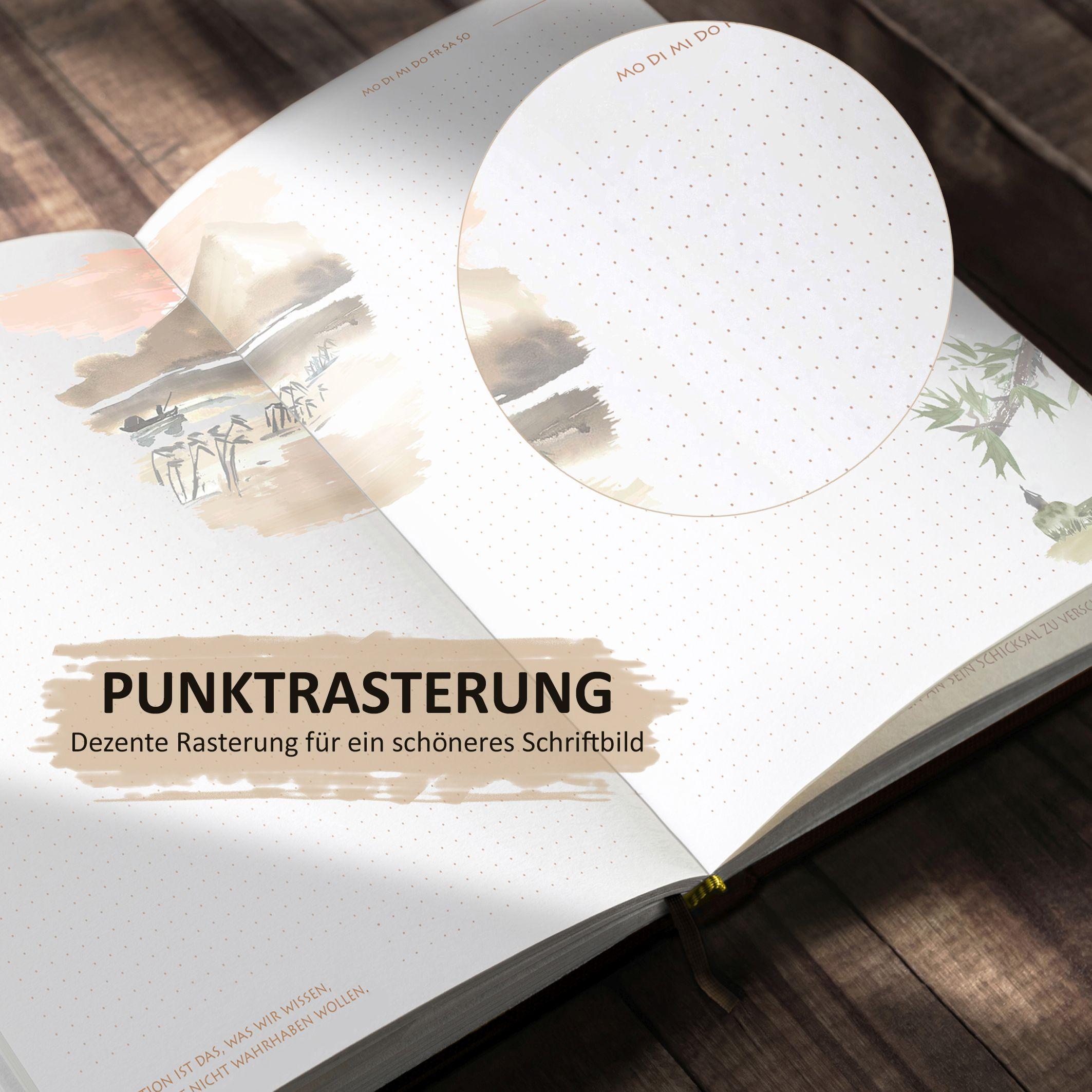 Beispielinhalt (Bild) Tagebuch illustriert mit Aquarellmalerei und schönen Sprüchen zum Nachdenken