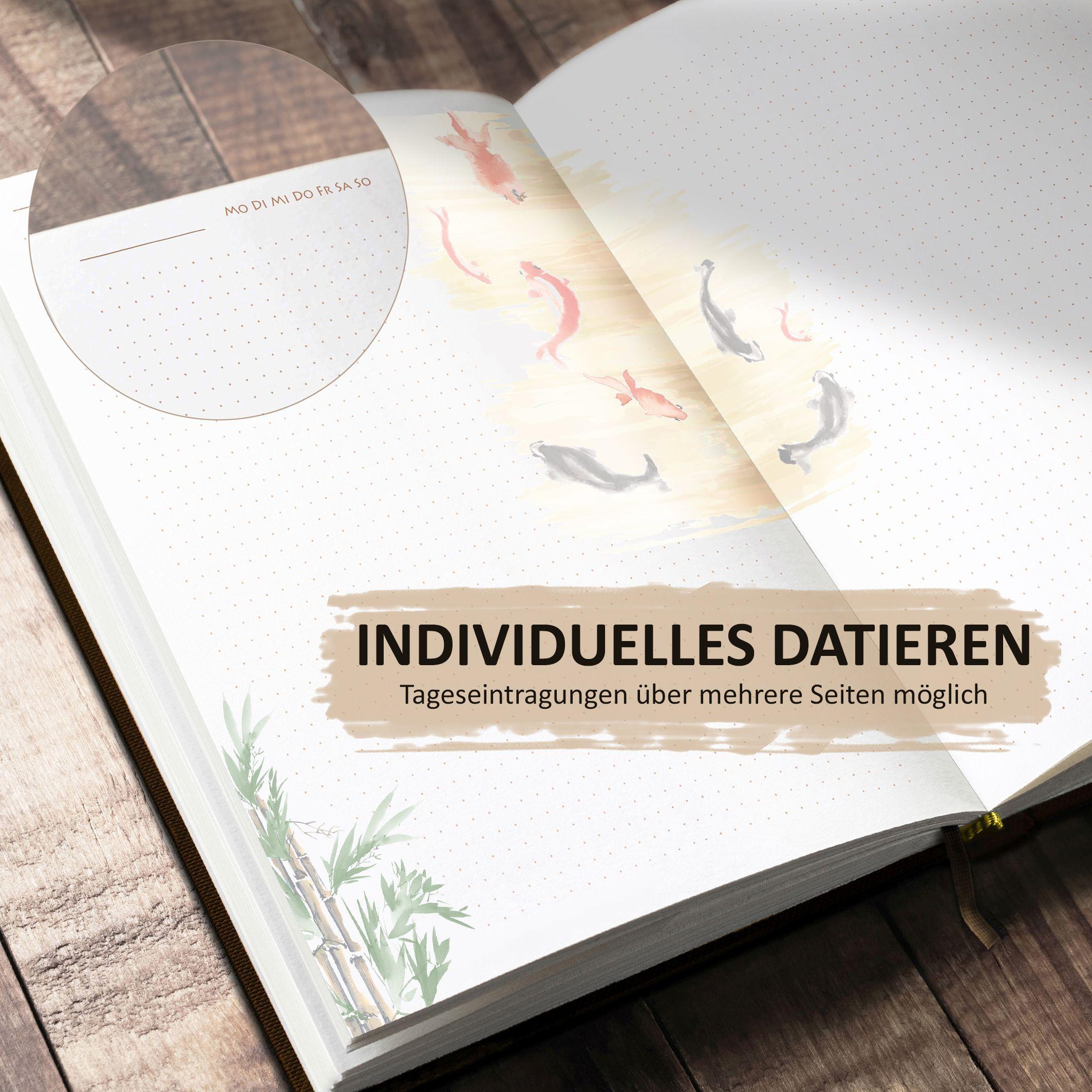 Beispielinhalt (Bild) Tagebuch illustriert mit Aquarellmalerei und schönen Sprüchen zum Nachdenken