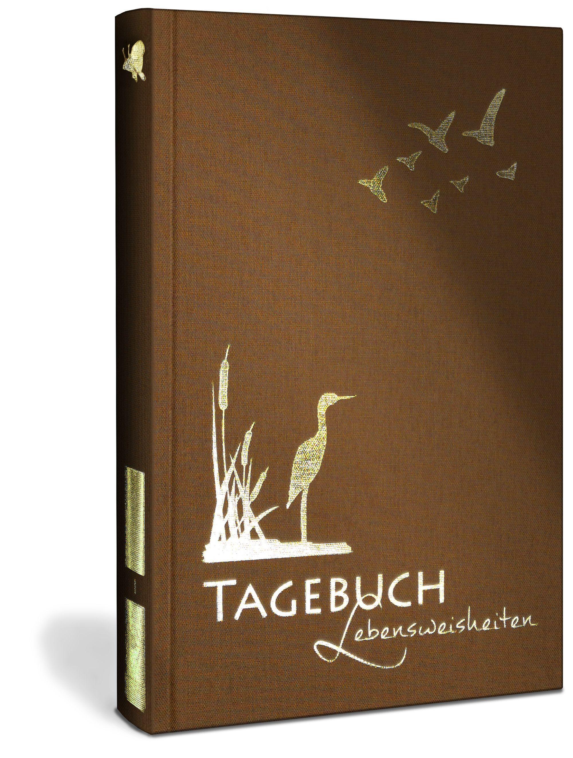 Vorderes Coverbild Tagebuch illustriert mit Aquarellmalerei und schönen Sprüchen zum Nachdenken