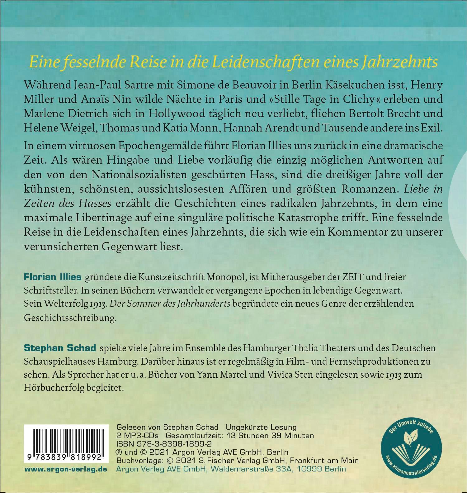 Rückseitencover Liebe in Zeiten des Hasses