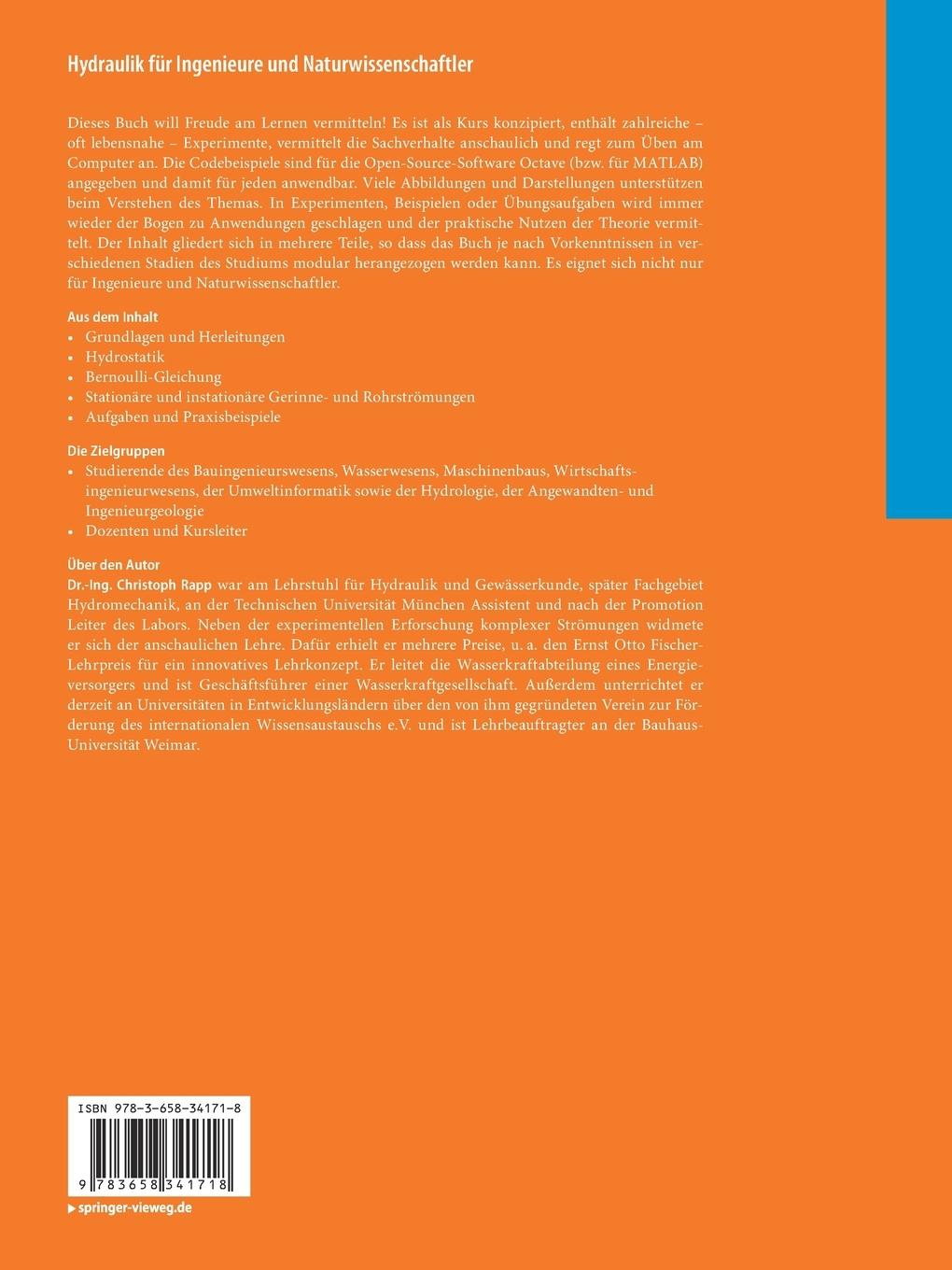 Rückseitencover Hydraulik für Ingenieure und Naturwissenschaftler