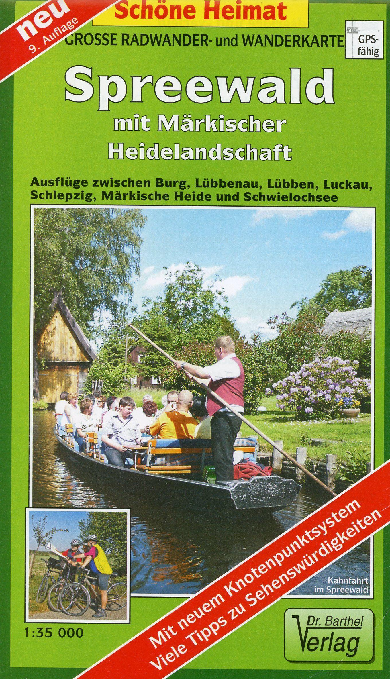 Vorderes Coverbild Spreewald mit Märkischer Heidelandschaft 1 : 35 000. Grosse Radwander- und Wanderkarte