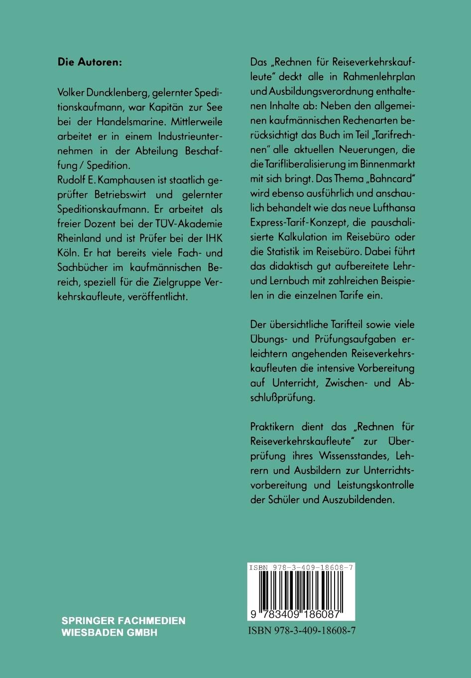 Rückseitencover Rechnen für Reiseverkehrskaufleute