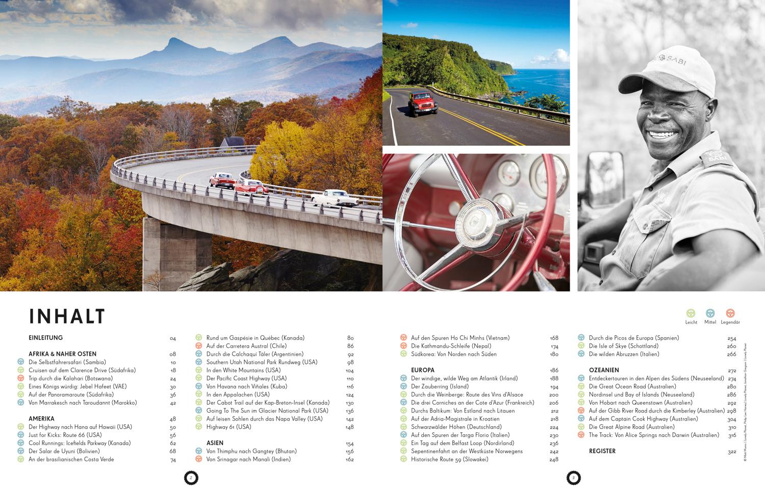 Beispielinhalt (Bild) Lonely Planet Bildband Legendäre Roadtrips