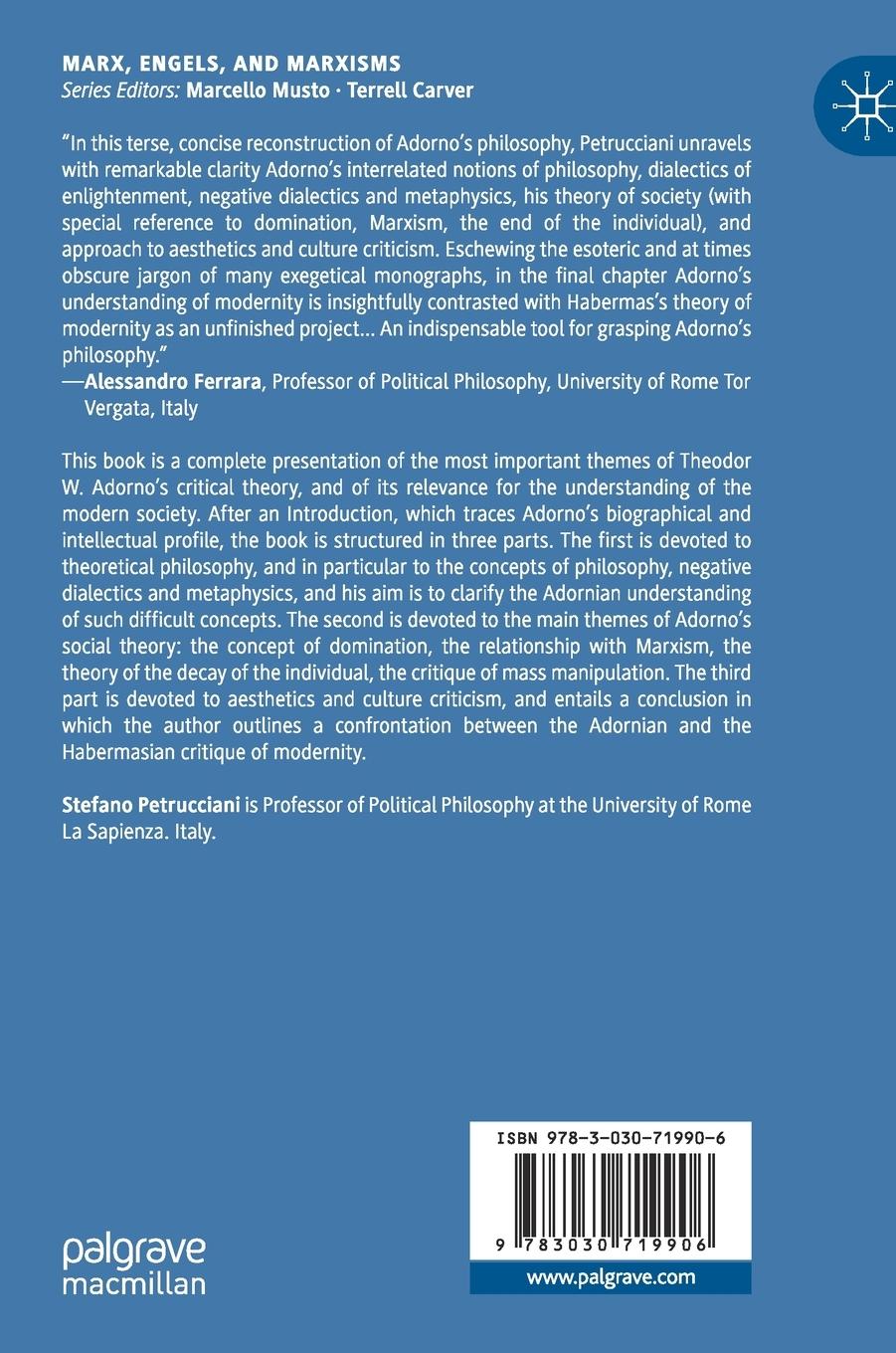 Rückseitencover Theodor W. Adorno's Philosophy, Society, and Aesthetics