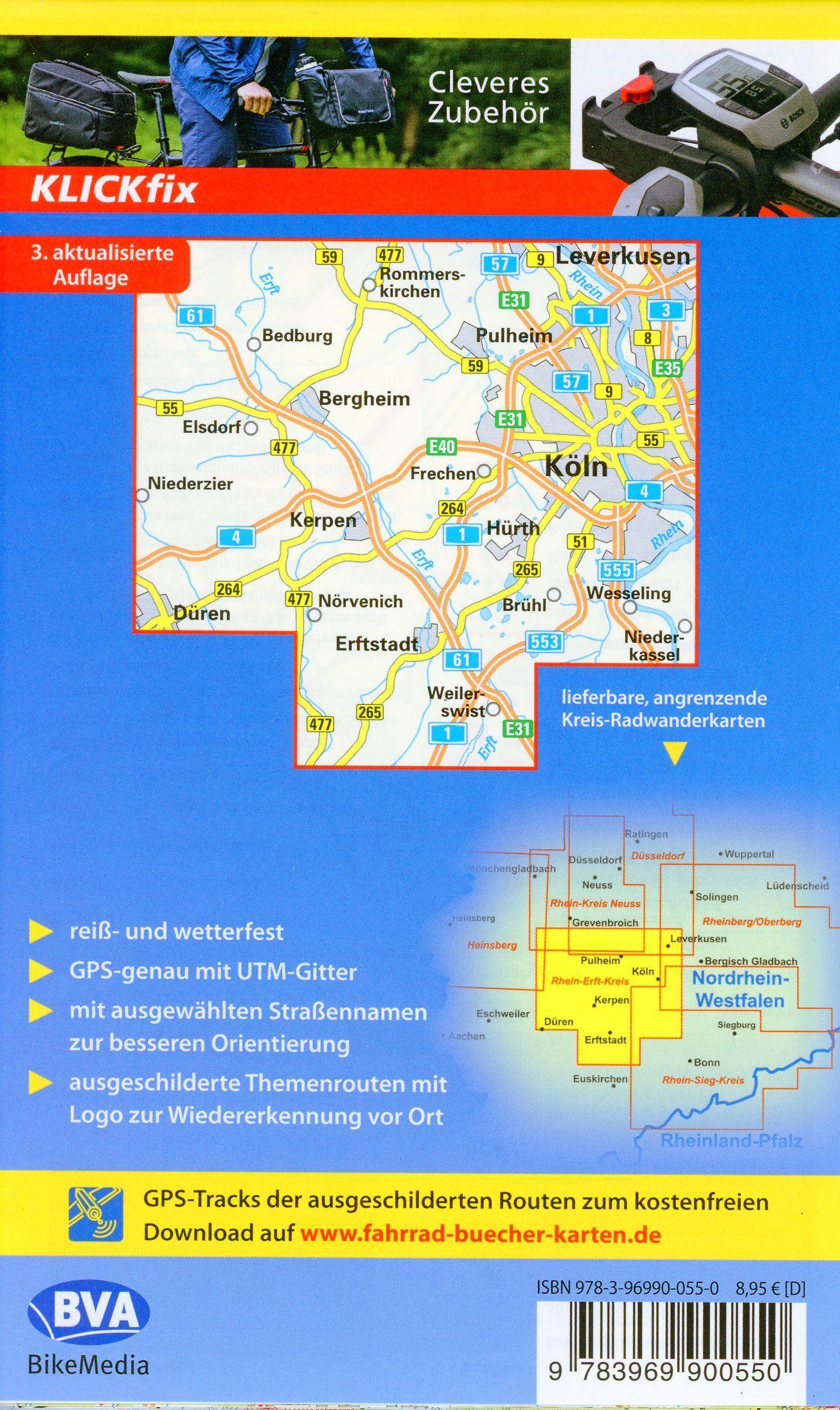 Beispielinhalt (Bild) Radwanderkarte BVA  Die schönsten Radtouren im Rhein-Erft-Kreis 1:50.000, reiß- und wetterfest, GPS-Tracks Download