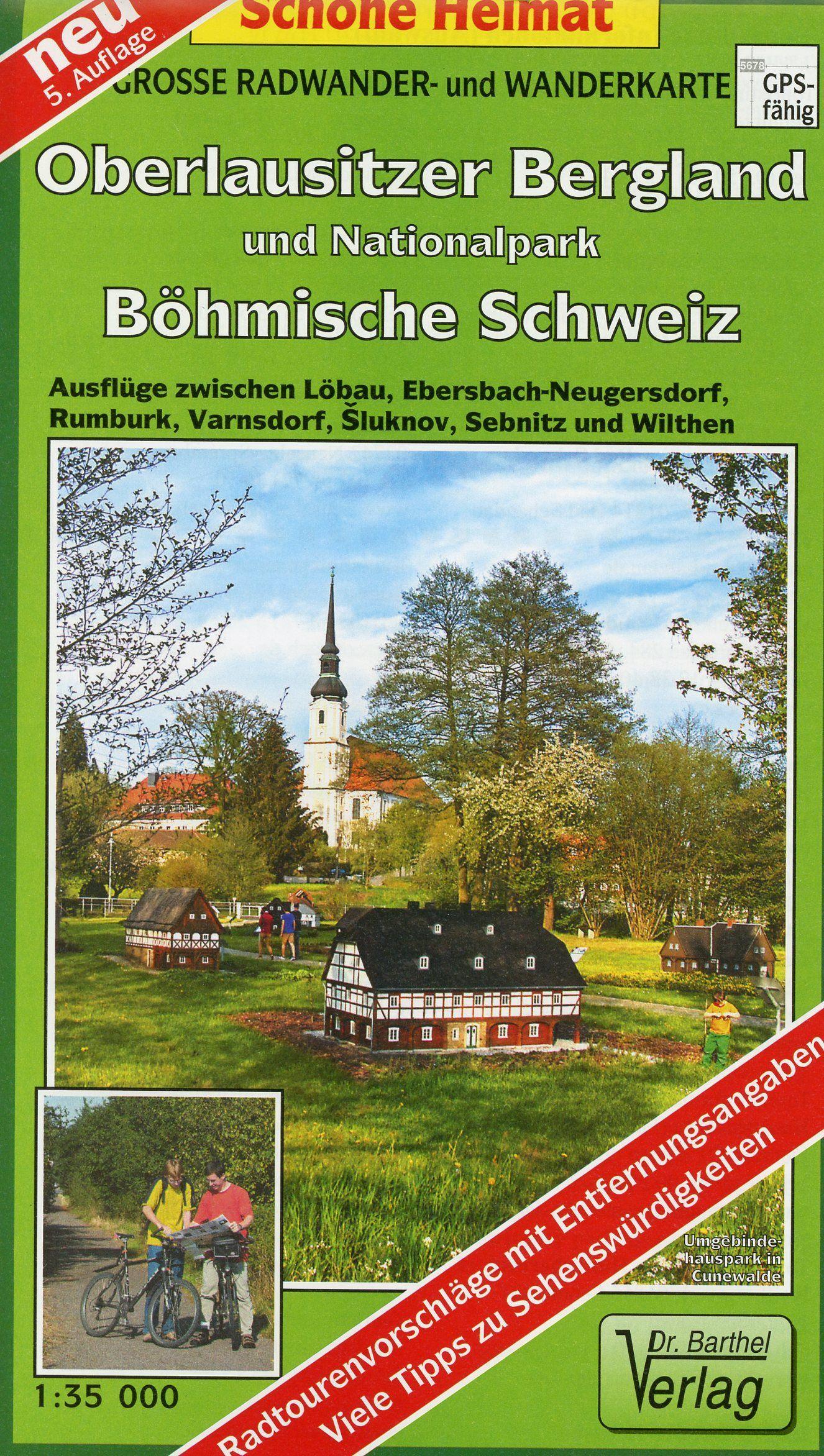 Vorderes Coverbild Oberlausitzer Bergland und Nationalpark Böhmische Schweiz 1 : 35 000. Radwander-und Wanderkarte