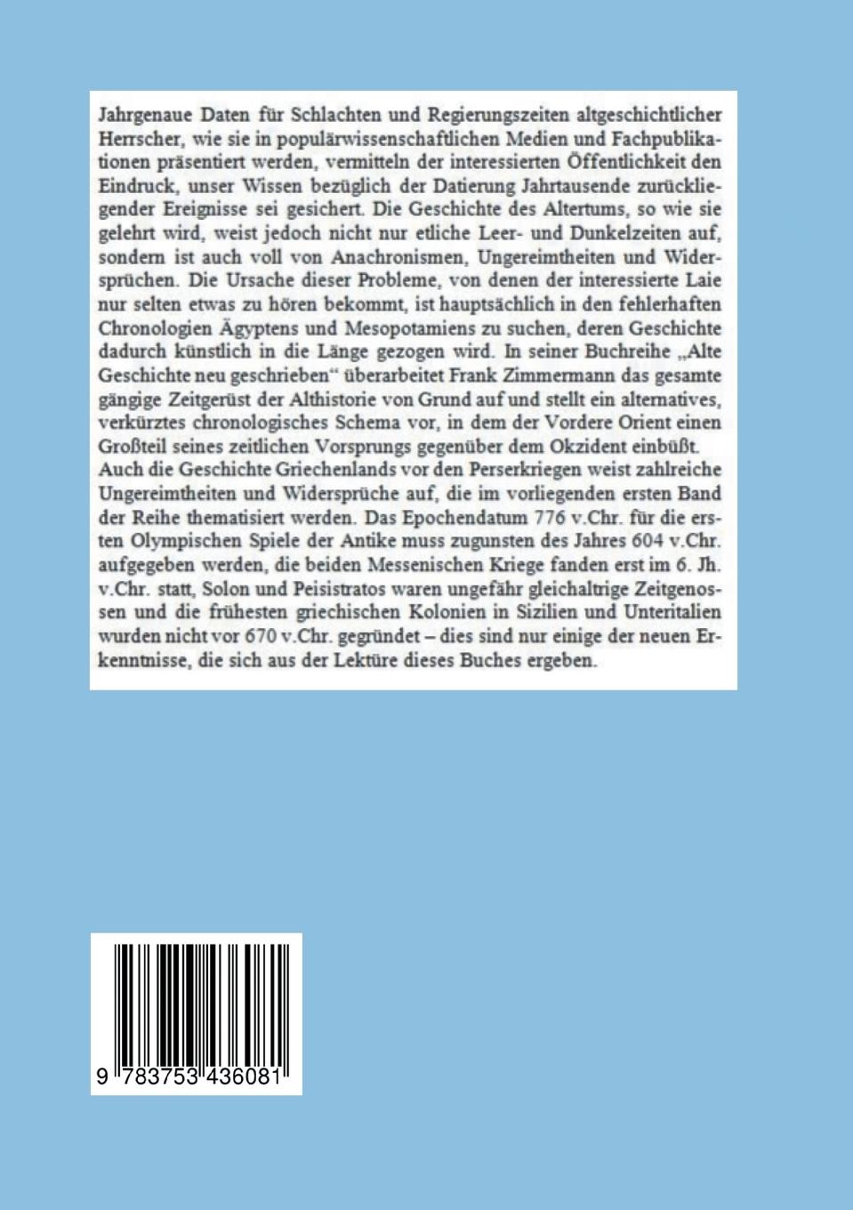 Rückseitencover Alte Geschichte neu geschrieben Band 1