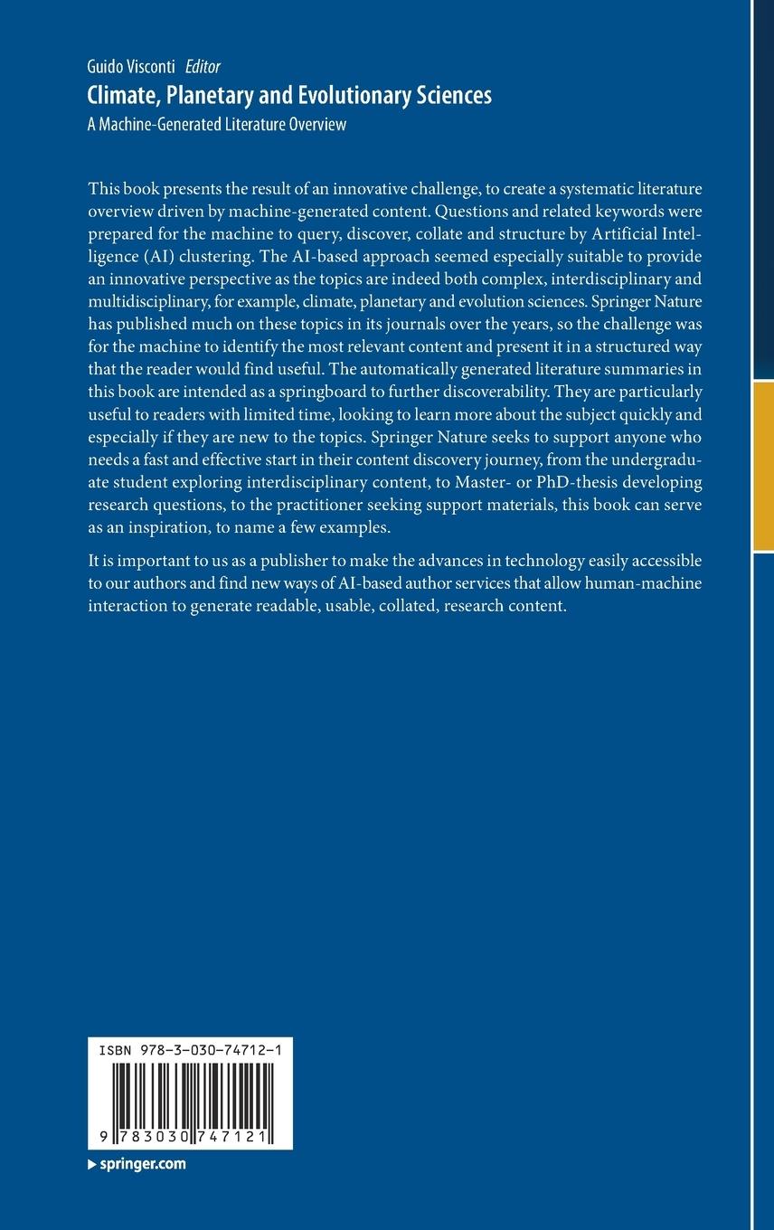 Rückseitencover Climate, Planetary and Evolutionary Sciences