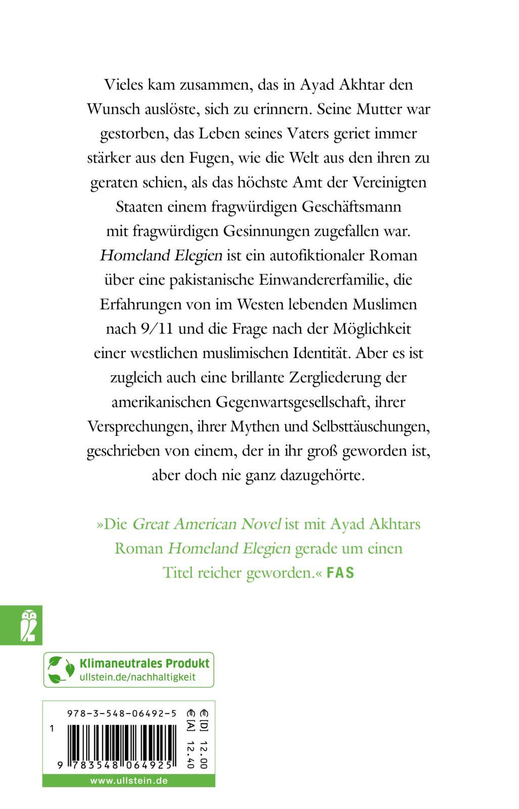 Rückseitencover Homeland Elegien
