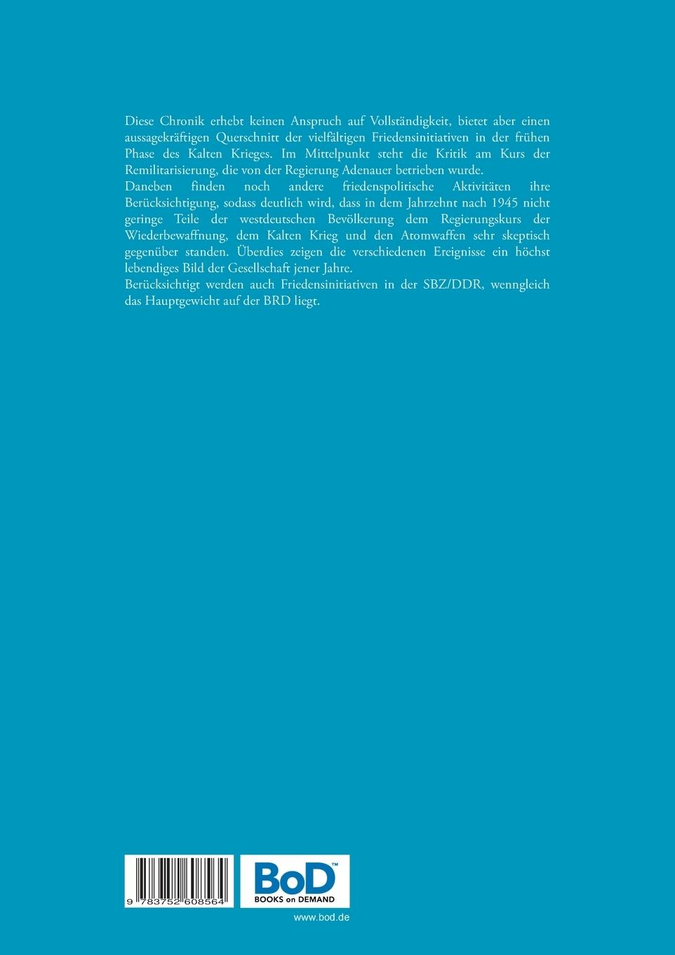 Rückseitencover Chronologie der Friedensinitiativen in den beiden deutschen Staaten von 1945 bis 1955