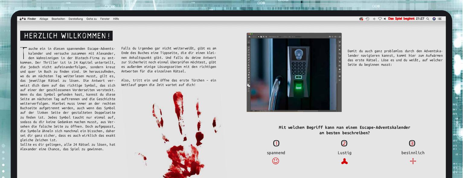 Beispielinhalt (Bild) Ein atemloses Spiel - Ein Escape-Adventskalender