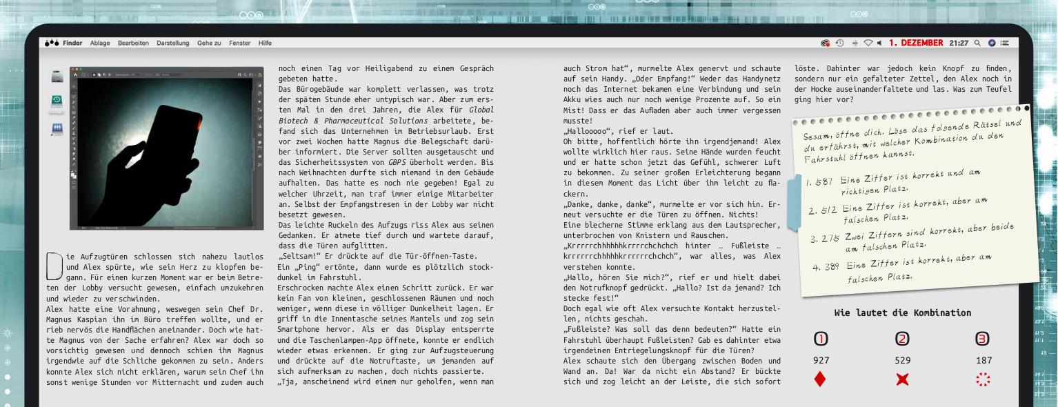 Beispielinhalt (Bild) Ein atemloses Spiel - Ein Escape-Adventskalender