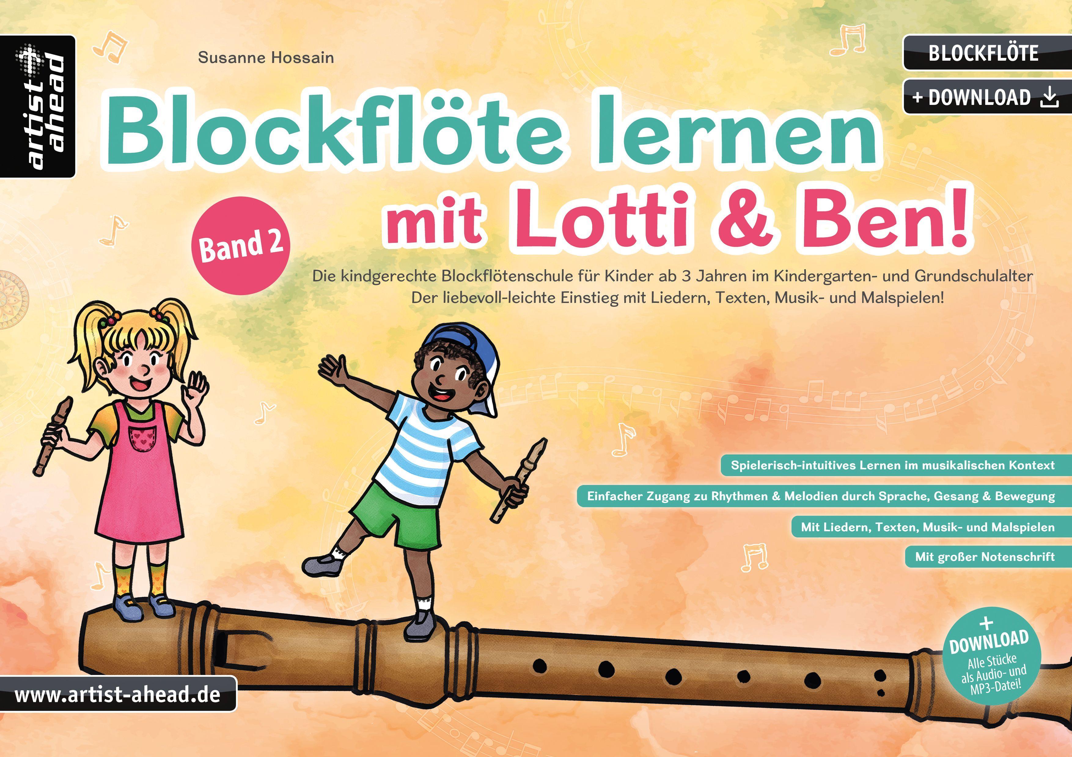 Vorderes Coverbild Blockflöte lernen mit Lotti & Ben - Band 2!