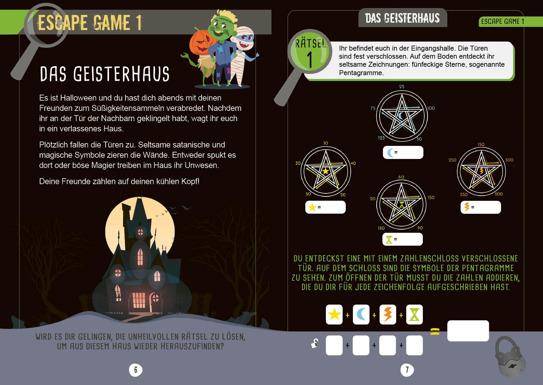 Beispielinhalt (Bild) Escape Games Level 1 (orange) - Löse die Rätsel! - 10 Escape Games ab der 3. Klasse