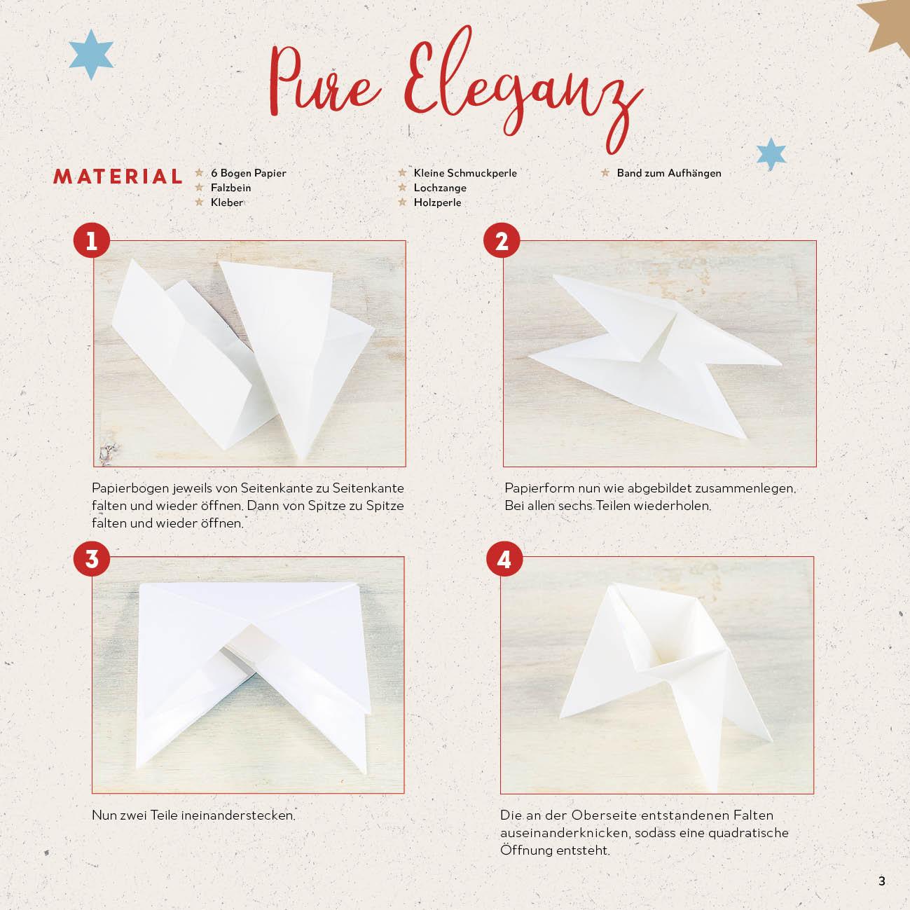 Beispielinhalt (Bild) Origamisterne? Gerne! - Natural Christmas - Weihnachtliches Bastelset zum Sofort-Losfalten