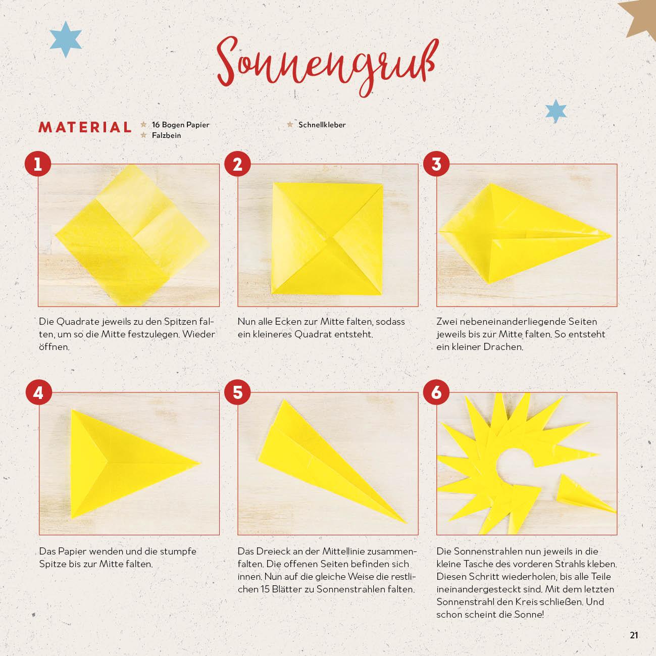 Beispielinhalt (Bild) Origamisterne? Gerne! - Natural Christmas - Weihnachtliches Bastelset zum Sofort-Losfalten