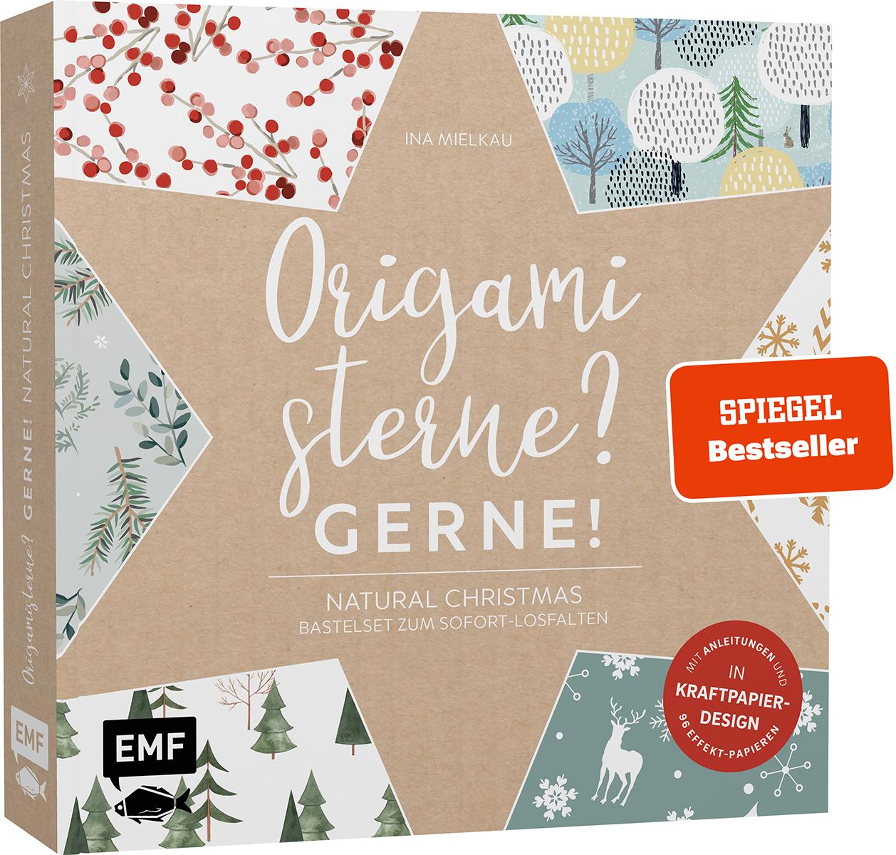 Vorderes Coverbild Origamisterne? Gerne! - Natural Christmas - Weihnachtliches Bastelset zum Sofort-Losfalten